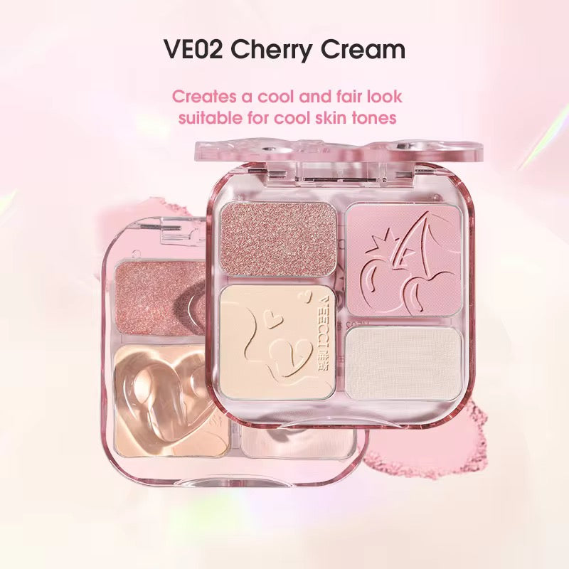 High Pigment Shimmer Pressed Powder Palette Face Highlighter & Contour Kit Comprehensive Glow & Sculpt Makeup