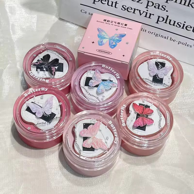 Butterfly Charm Air Sense Blush Cream Natural Brightening Matte Blusher Lightweight Cream to Powder Formula