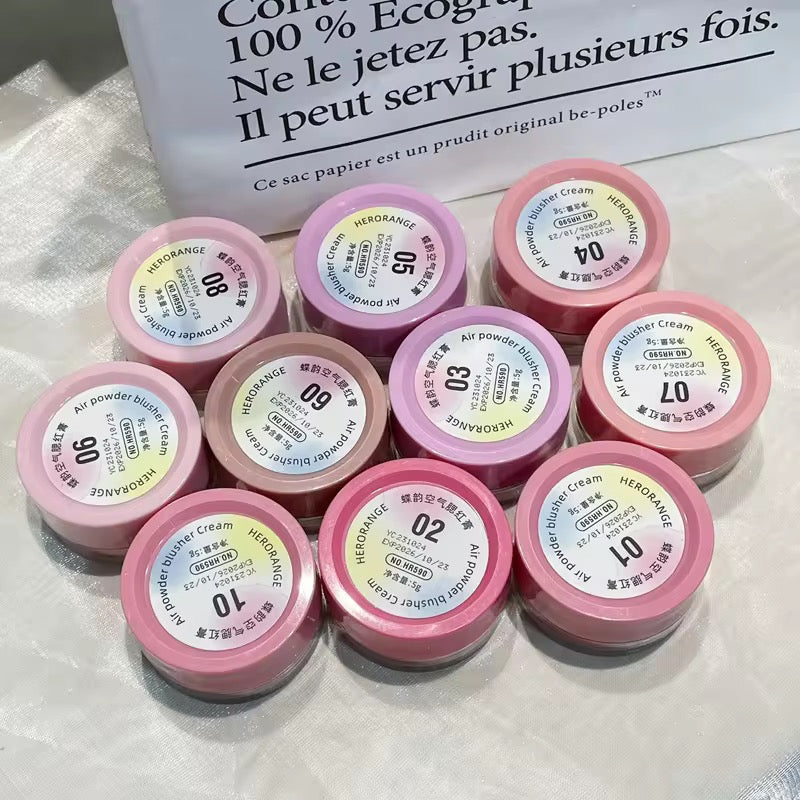 Butterfly Charm Air Sense Blush Cream Natural Brightening Matte Blusher Lightweight Cream to Powder Formula