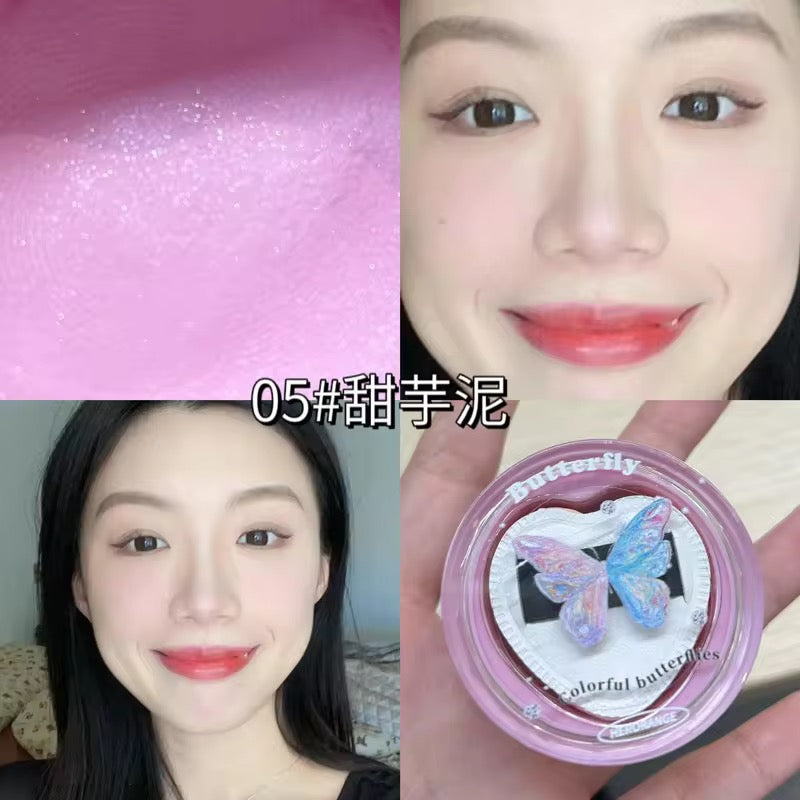 Butterfly Charm Air Sense Blush Cream Natural Brightening Matte Blusher Lightweight Cream to Powder Formula