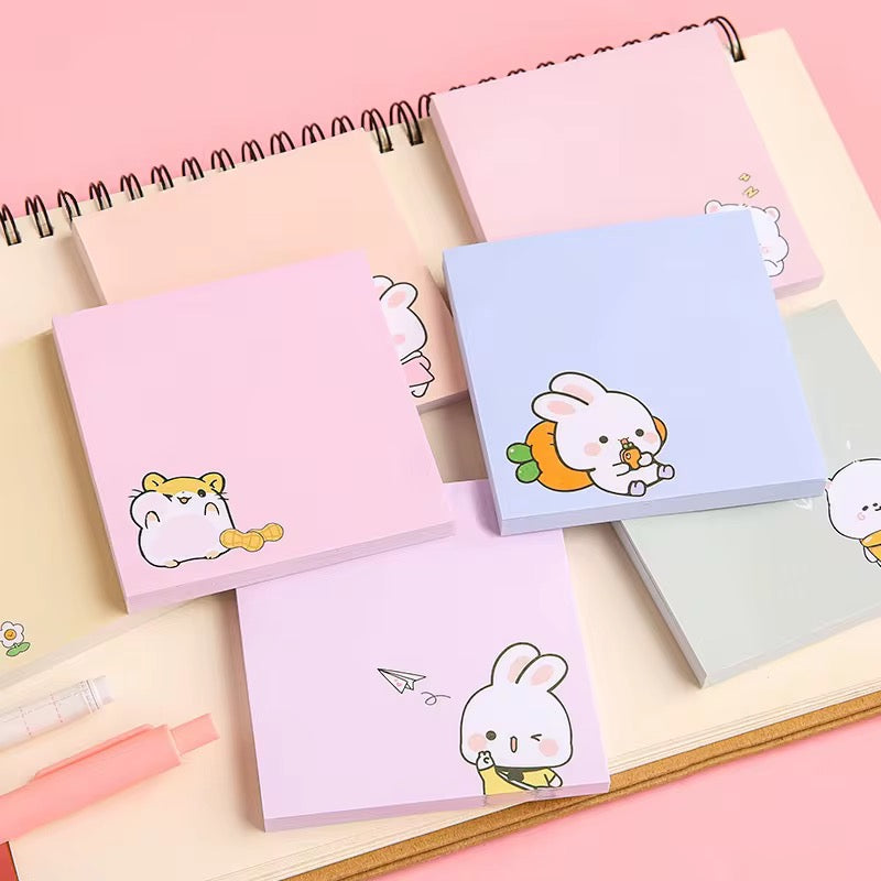 Cute Bunny Cartoon Sticky Notes Memo Pads for School, Office & Journaling