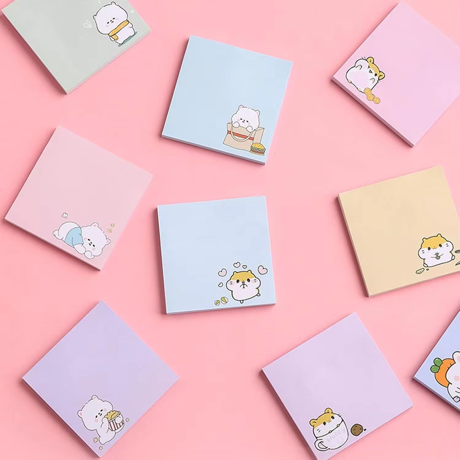 Cute Bunny Cartoon Sticky Notes Memo Pads for School, Office & Journaling