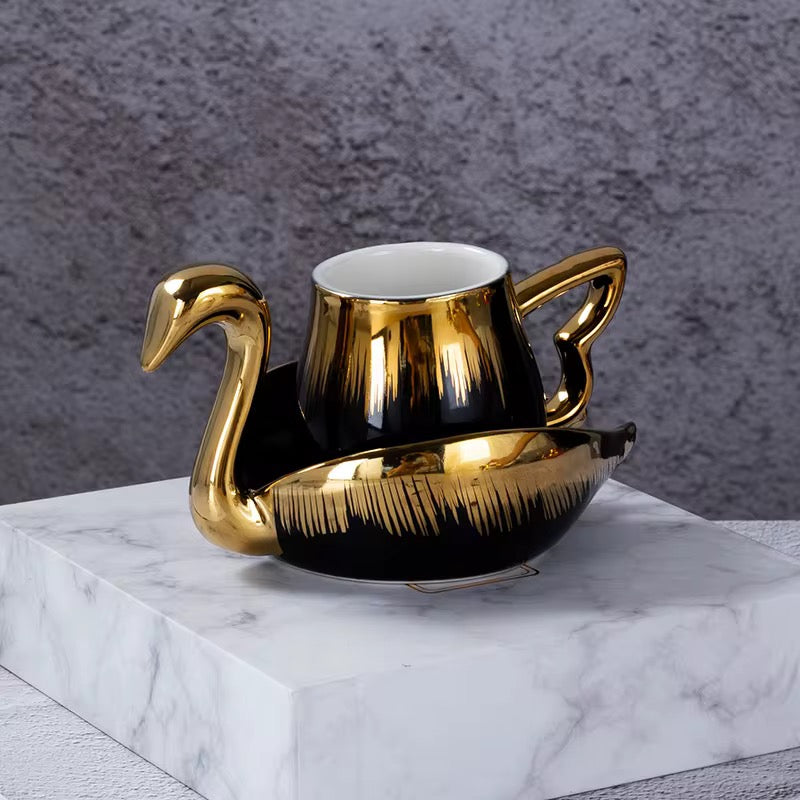 Luxury Golden Swan Ceramic Cup Gift Set Pack of 6
