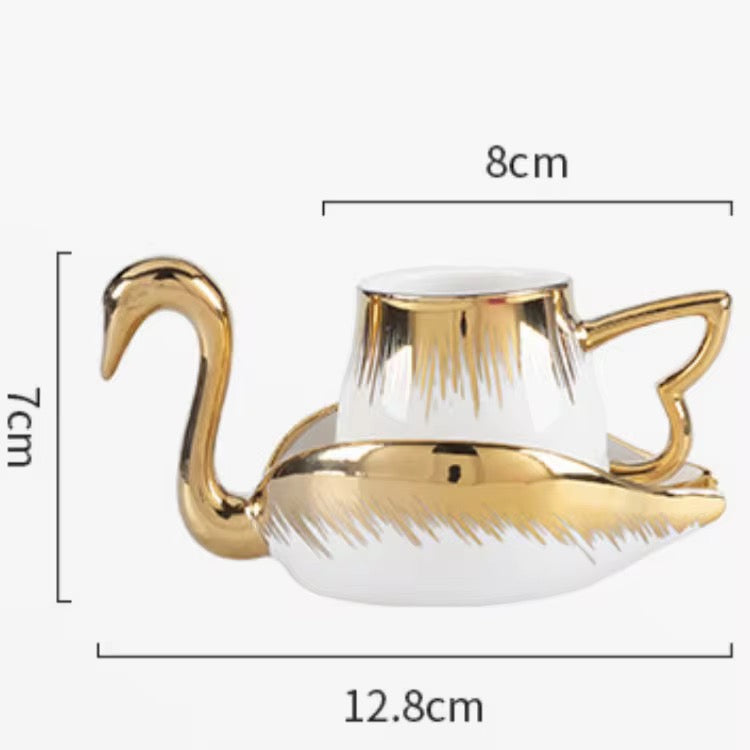 Luxury Golden Swan Ceramic Cup Gift Set Pack of 6