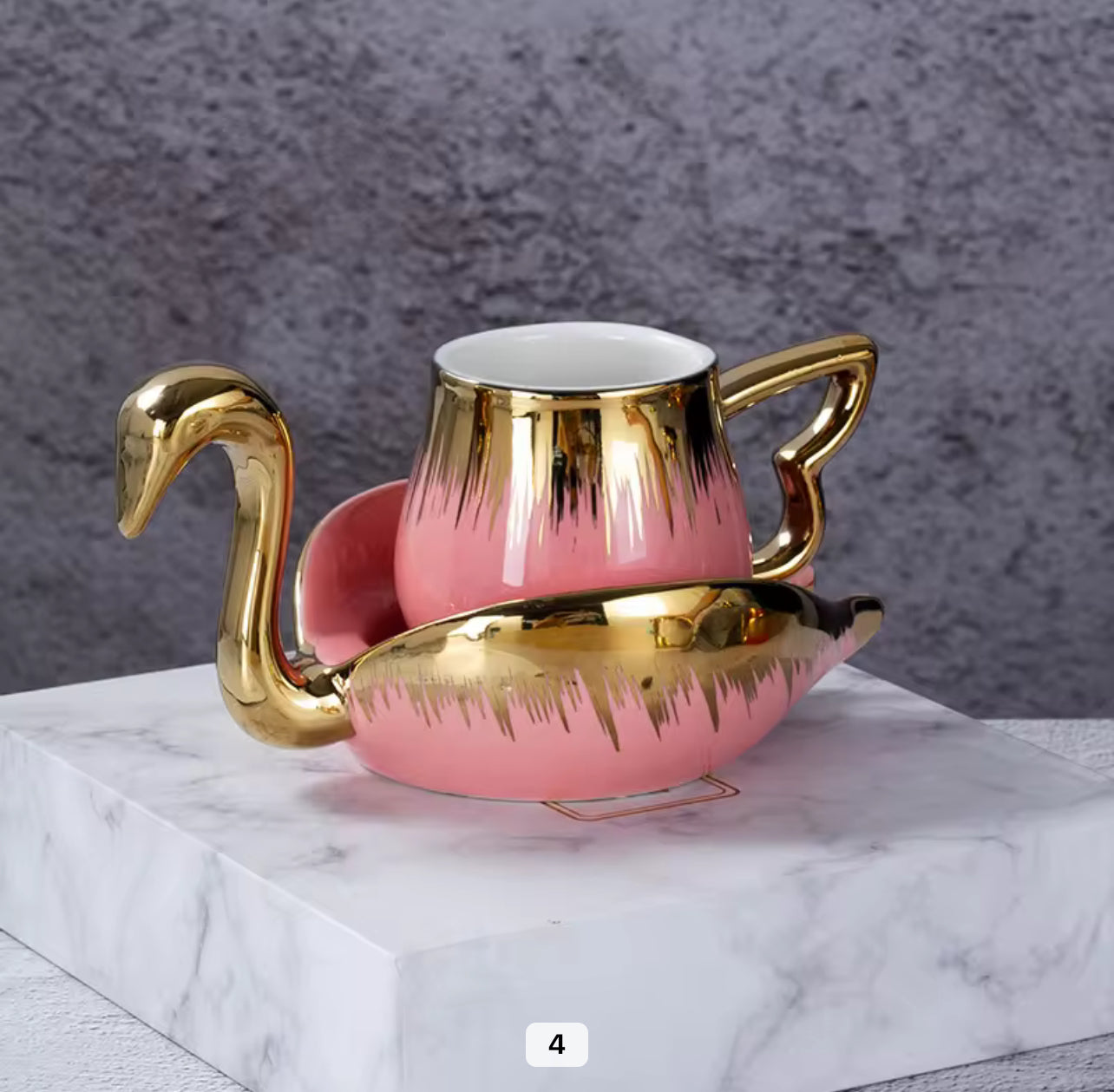 Luxury Golden Swan Ceramic Cup with Saucer Elegant Coffee