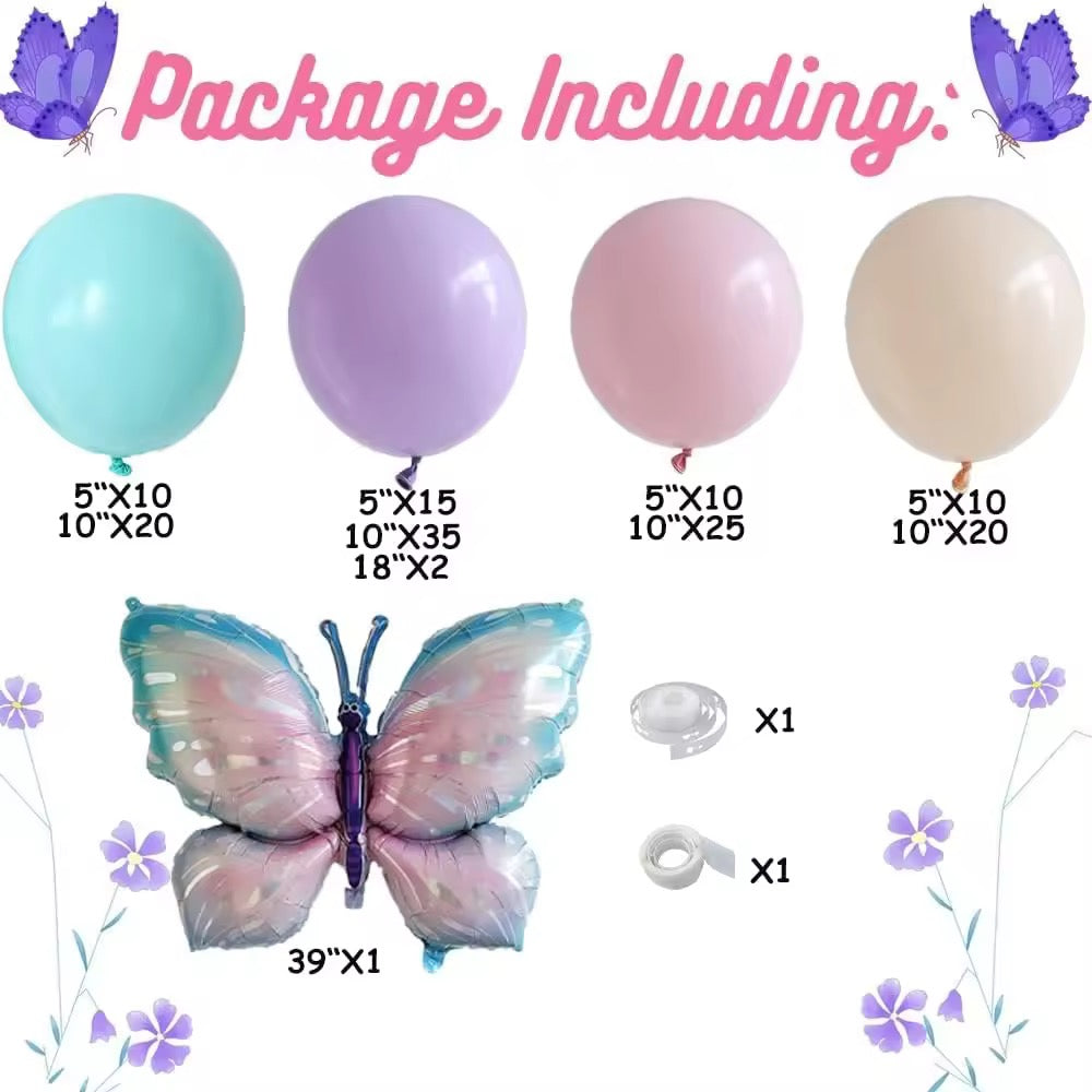123PcsDecoration Butterfly Theme Pastel Balloon Arch Kit Set