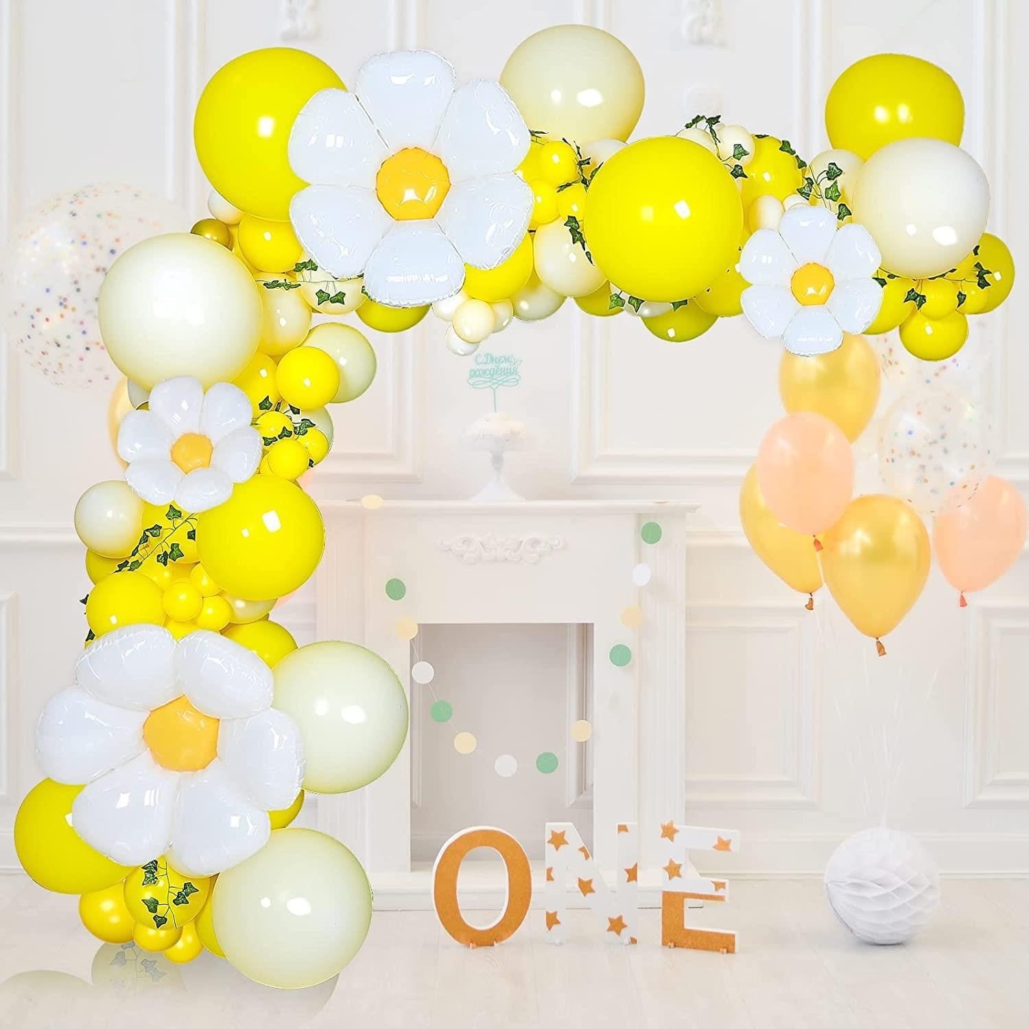 Yellow Daisy Balloon Garland Kit 116 PCS Party Decoration Set