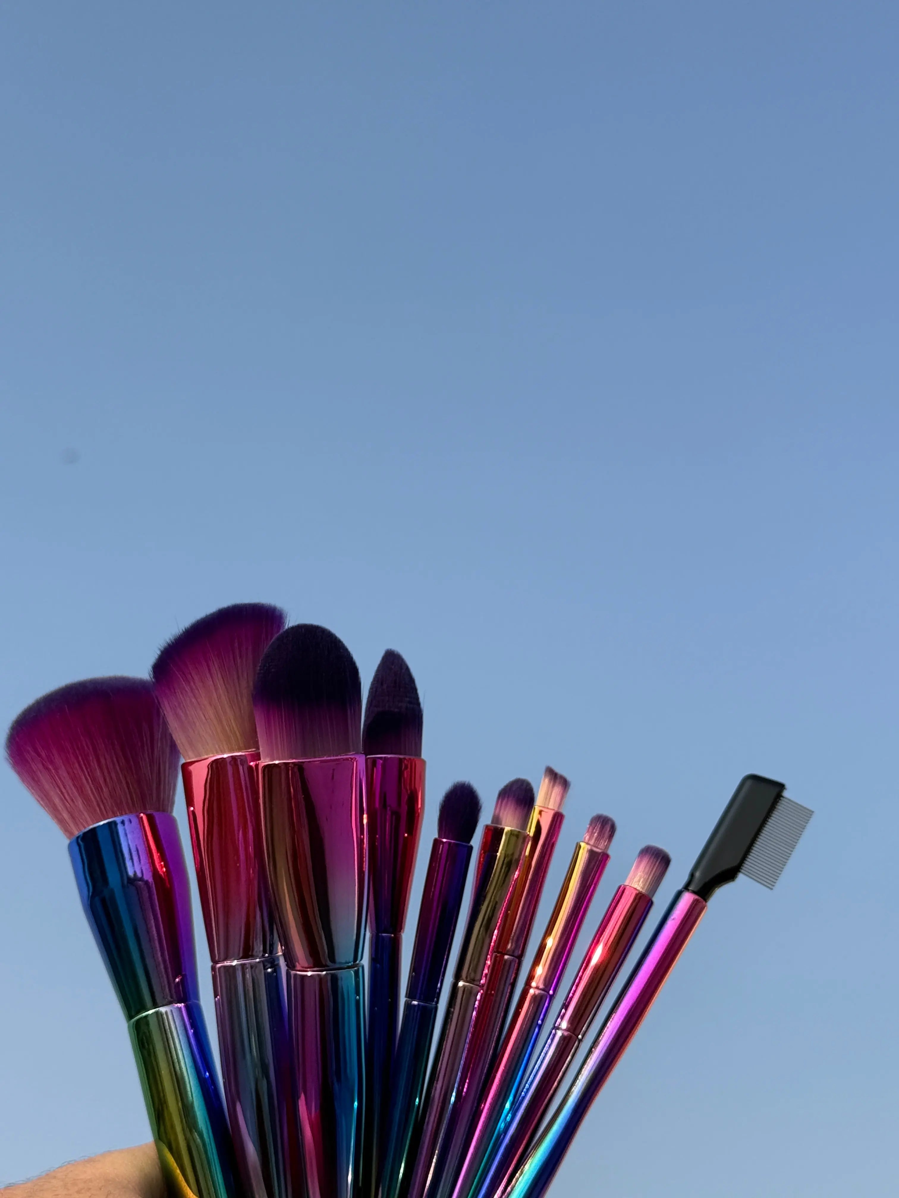 Rainbow Makeup Brush Set 10-Piece Professional Soft Bristle Kit Sparkels  Sparkels