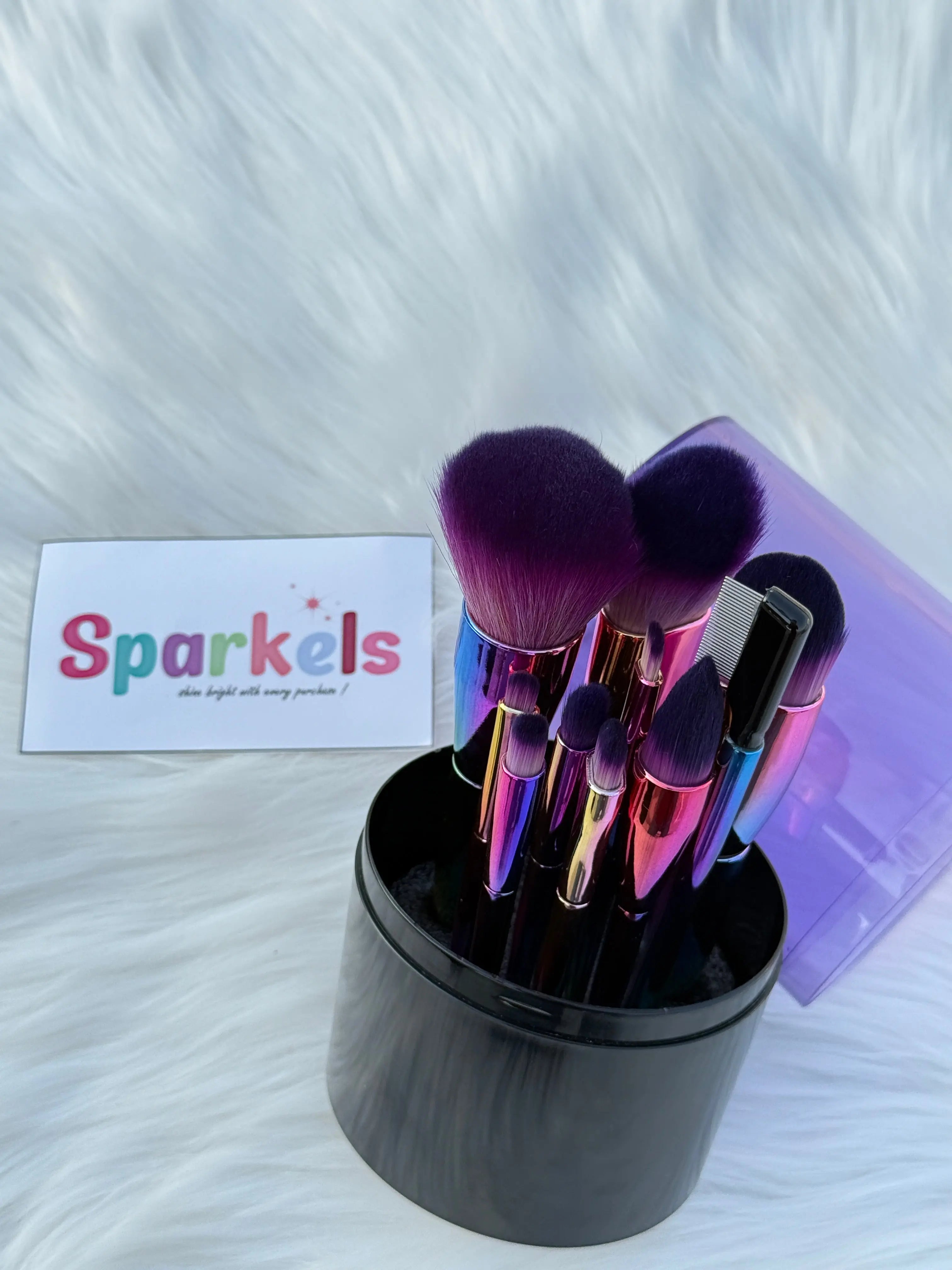 Rainbow Makeup Brush Set 10-Piece Professional Soft Bristle Kit Sparkels  Sparkels