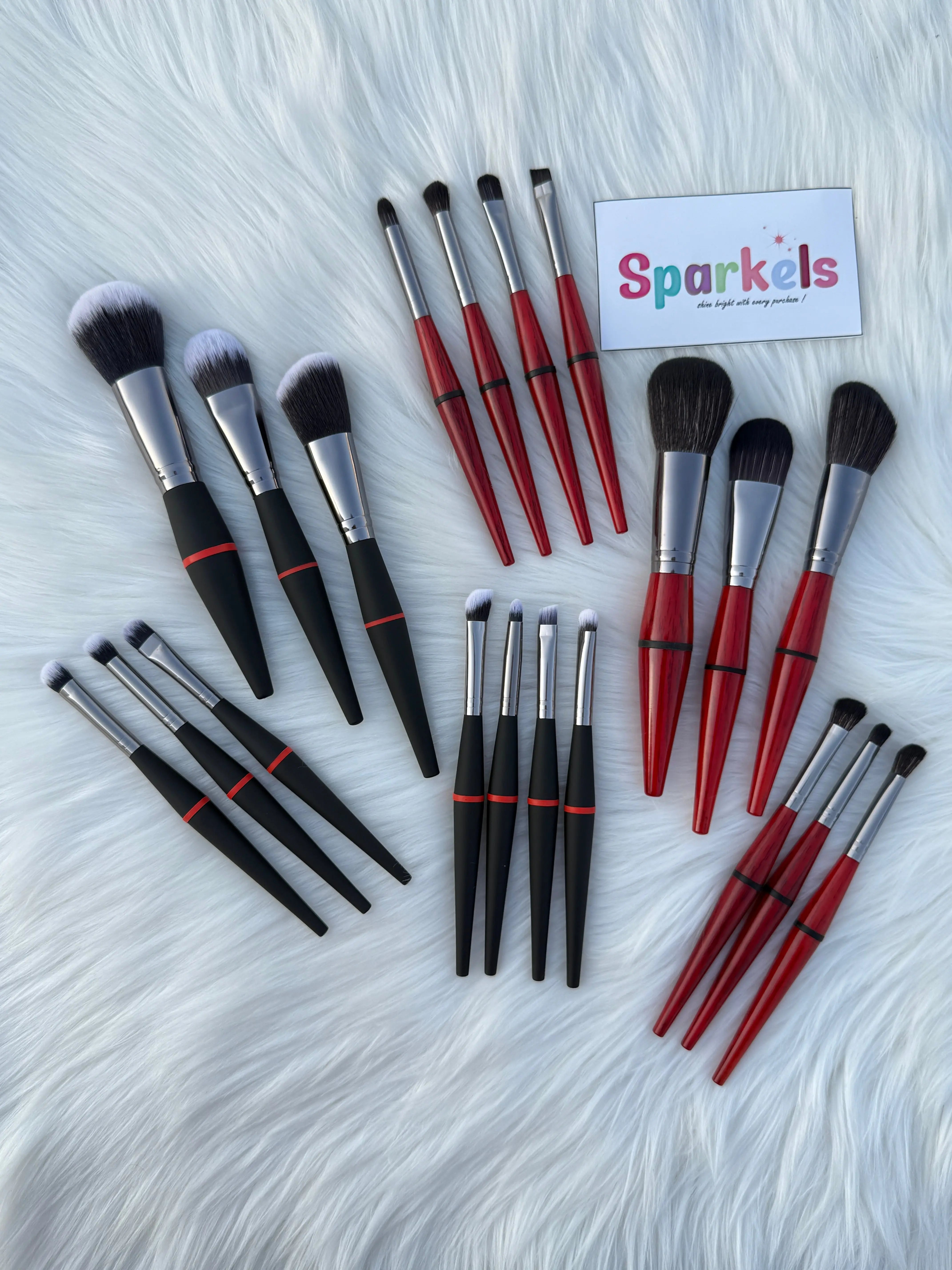Pro Dual-Tone Makeup Brush Set – 10-Piece Soft Bristle Professional Kit (Black & Red Variants) Sparkels  Sparkels