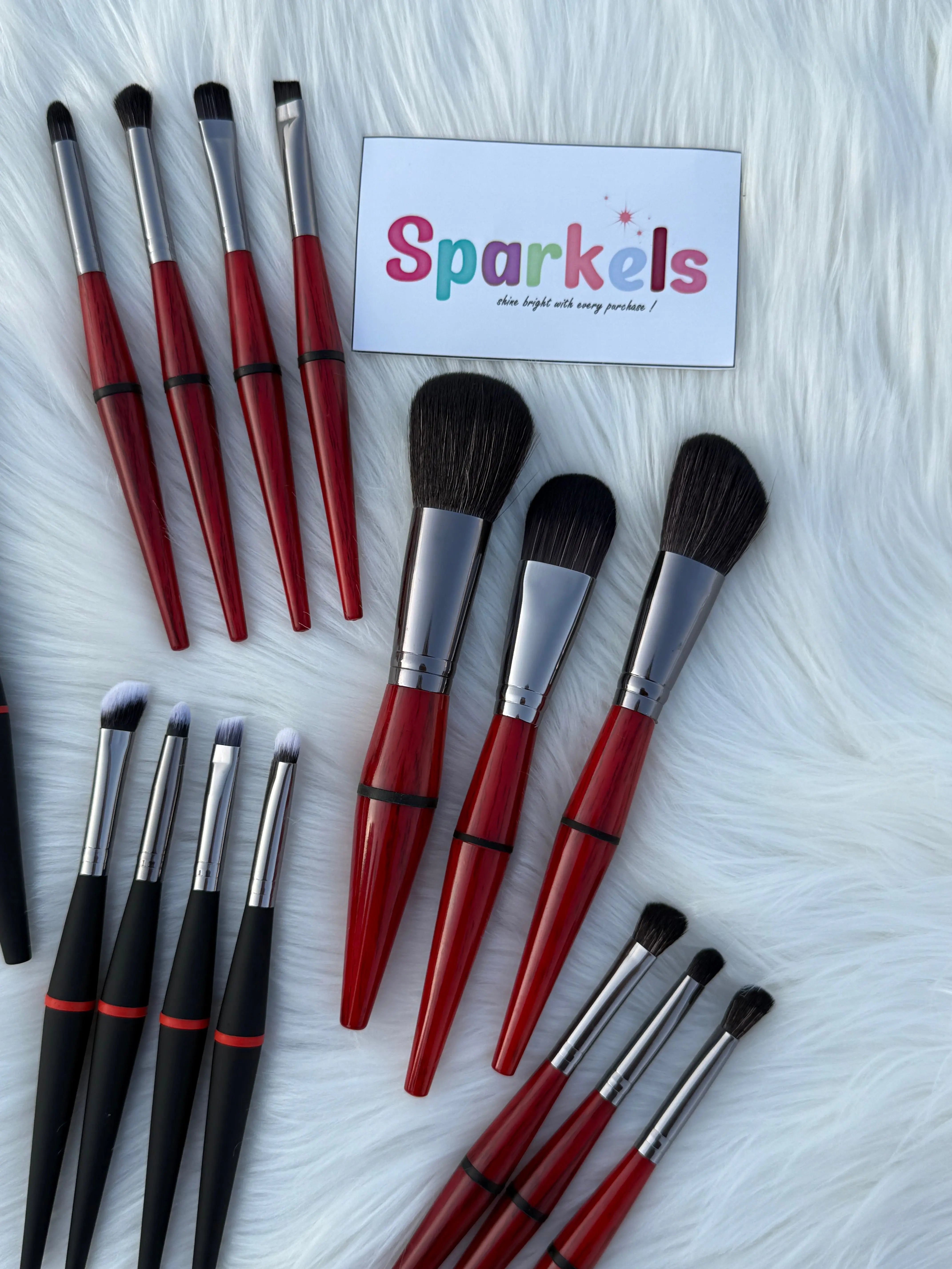 Pro Dual-Tone Makeup Brush Set – 10-Piece Soft Bristle Professional Kit (Black & Red Variants) Sparkels  Sparkels