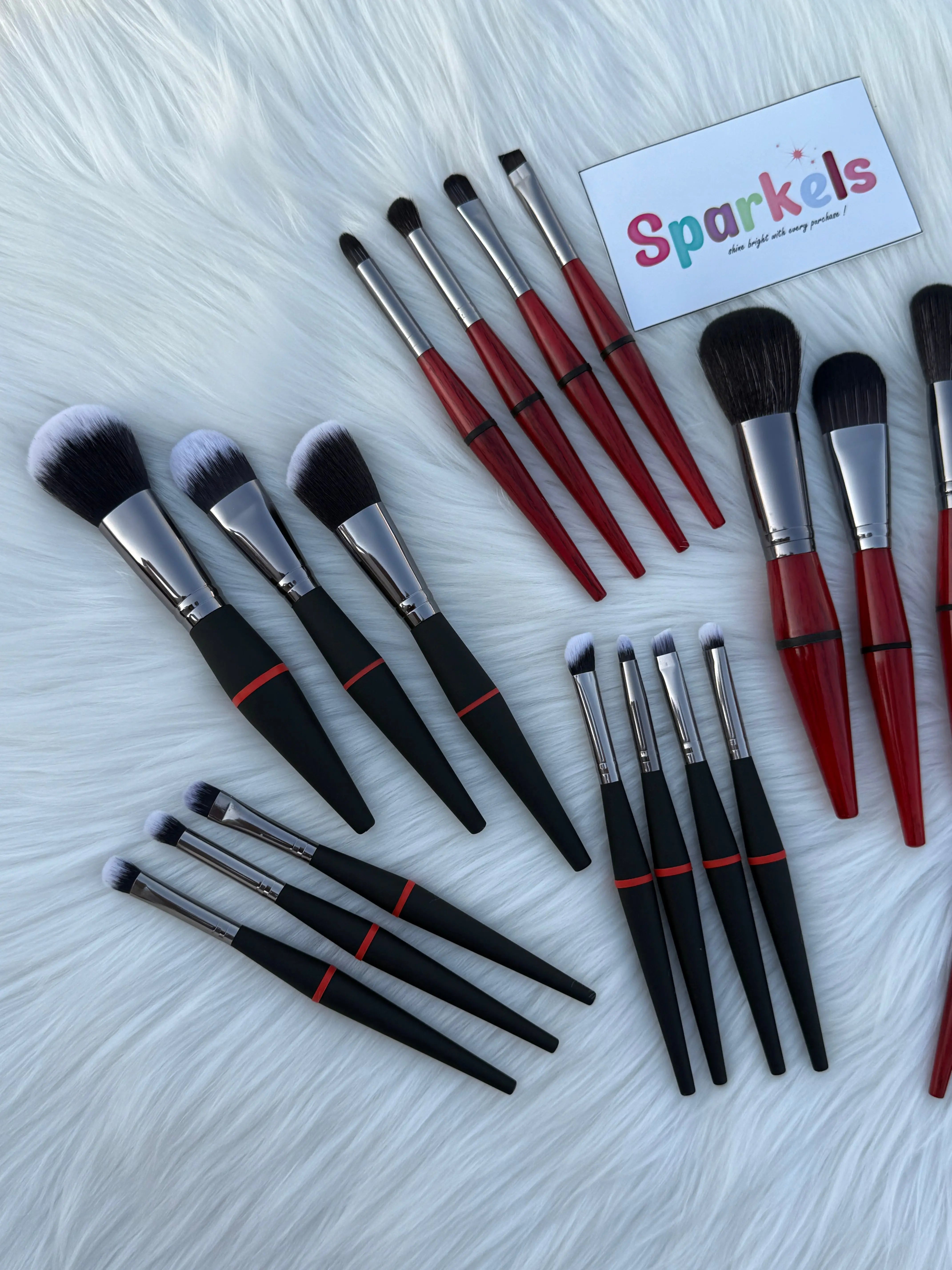 Pro Dual-Tone Makeup Brush Set – 10-Piece Soft Bristle Professional Kit (Black & Red Variants) Sparkels  Sparkels