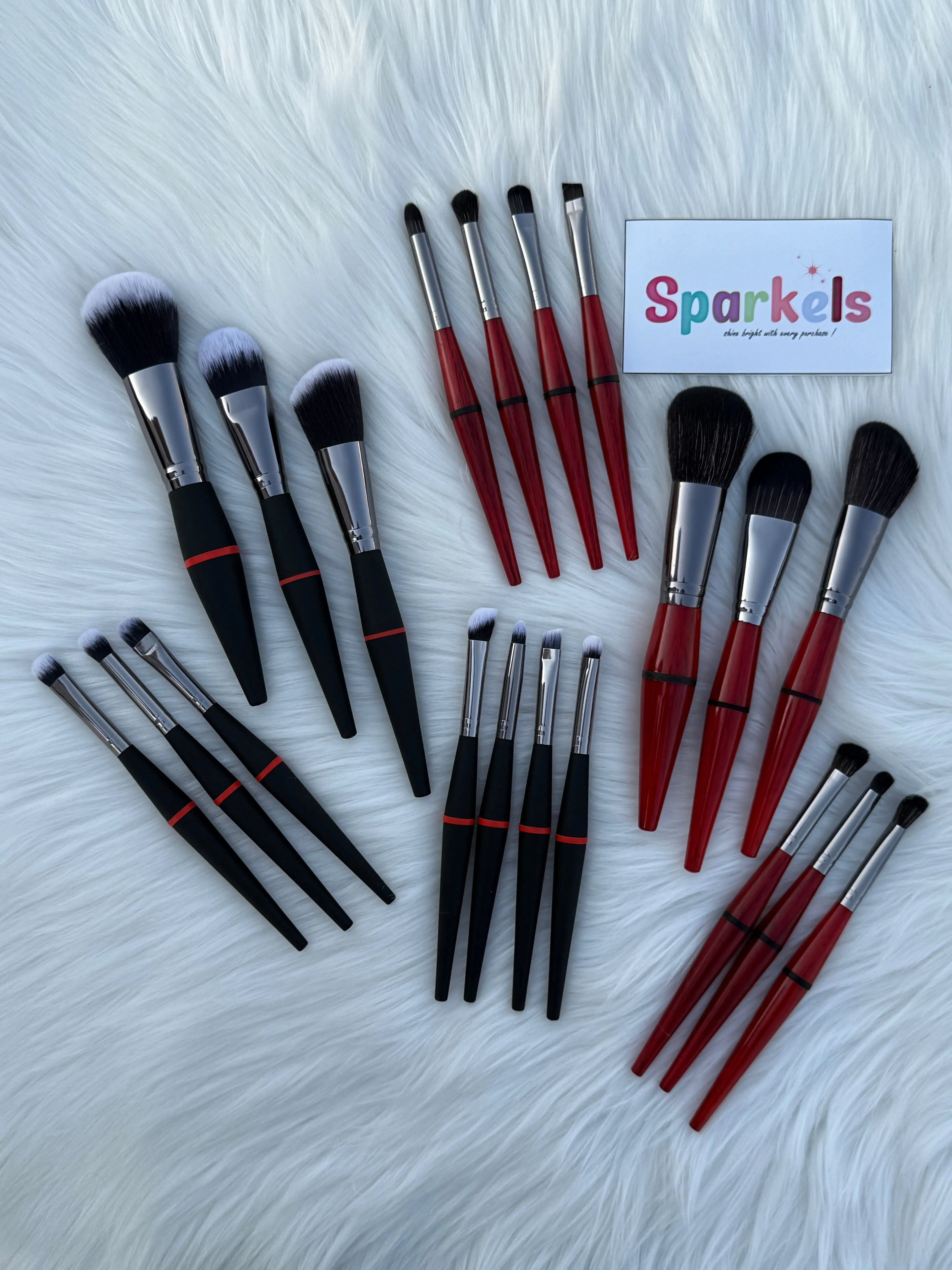 Pro Dual-Tone Makeup Brush Set – 10-Piece Soft Bristle Professional Kit (Black & Red Variants) Sparkels  Sparkels