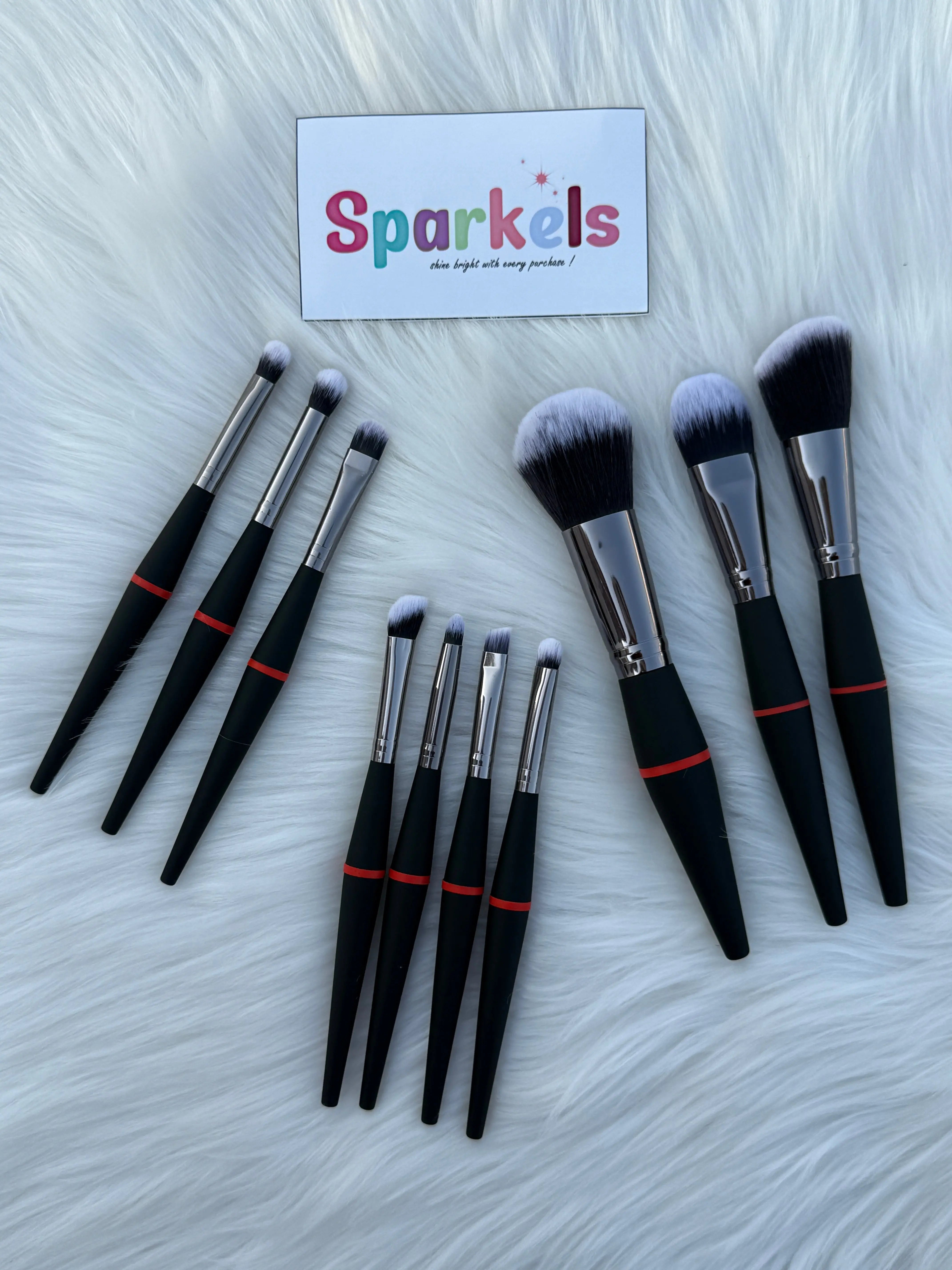 Pro Dual-Tone Makeup Brush Set – 10-Piece Soft Bristle Professional Kit (Black & Red Variants) Sparkels 7500.00 Sparkels