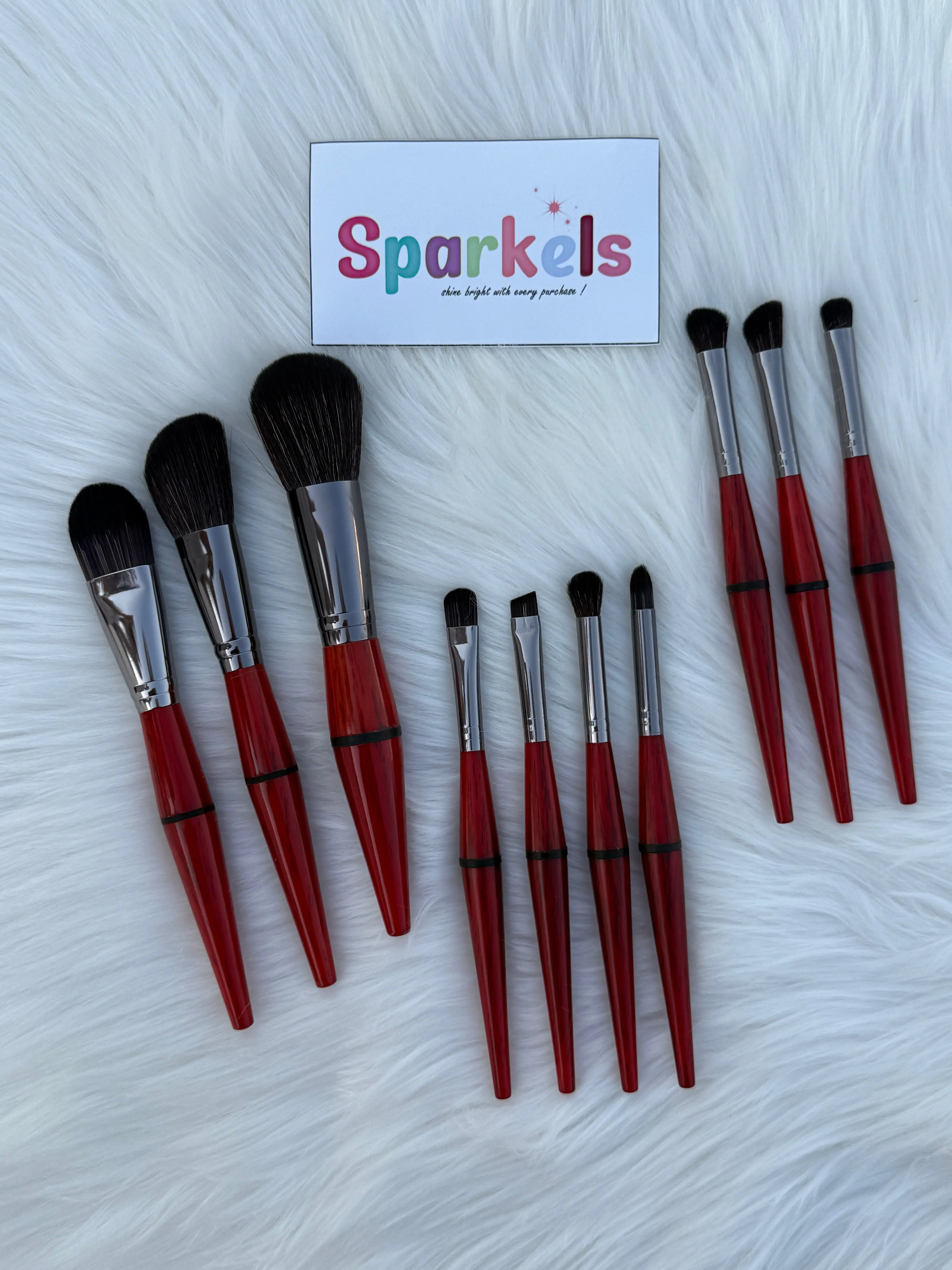 Pro Dual-Tone Makeup Brush Set – 10-Piece Soft Bristle Professional Kit (Black & Red Variants) Sparkels  Sparkels