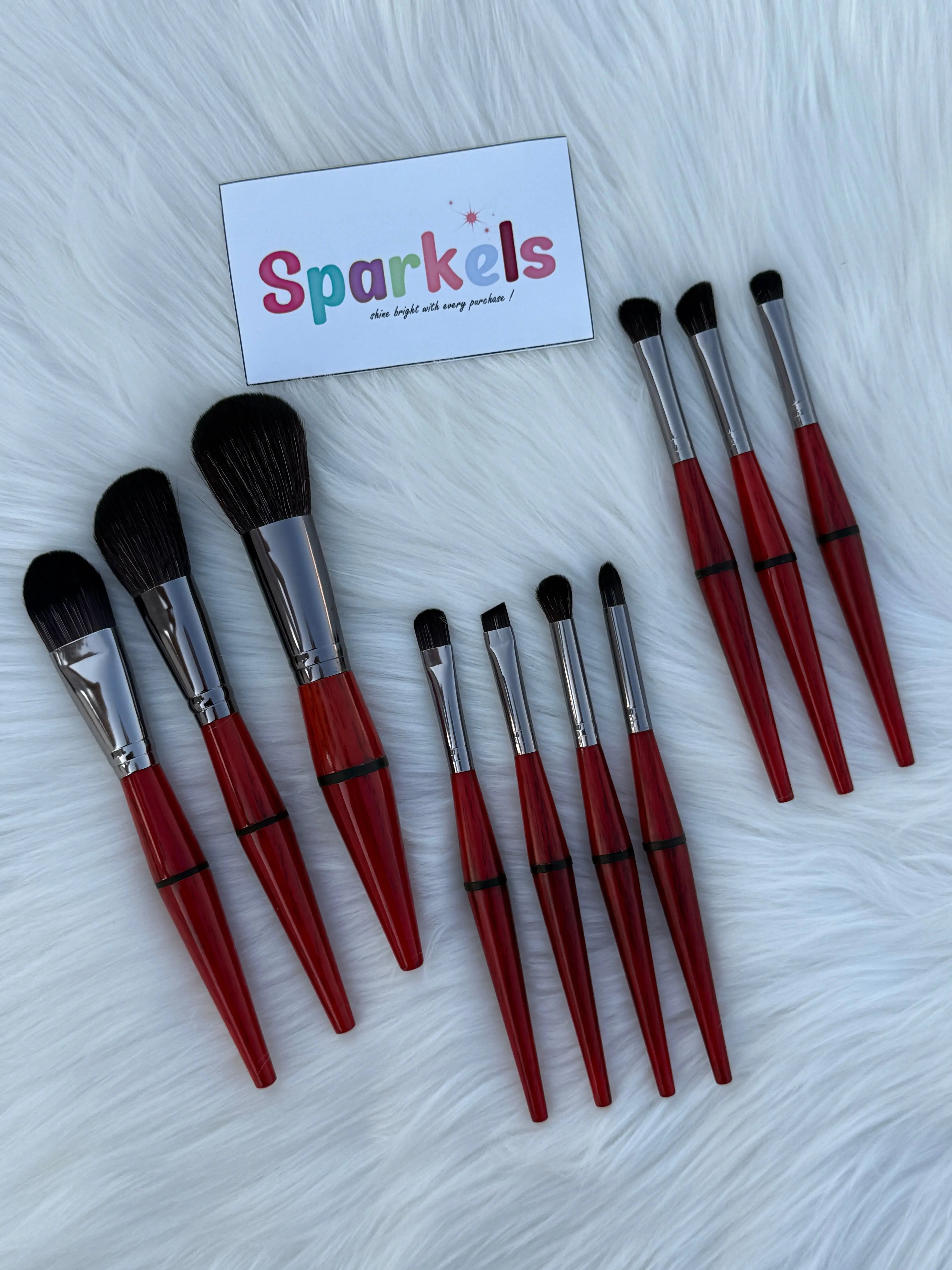Pro Dual-Tone Makeup Brush Set – 10-Piece Soft Bristle Professional Kit (Black & Red Variants) Sparkels 7500.00 Sparkels