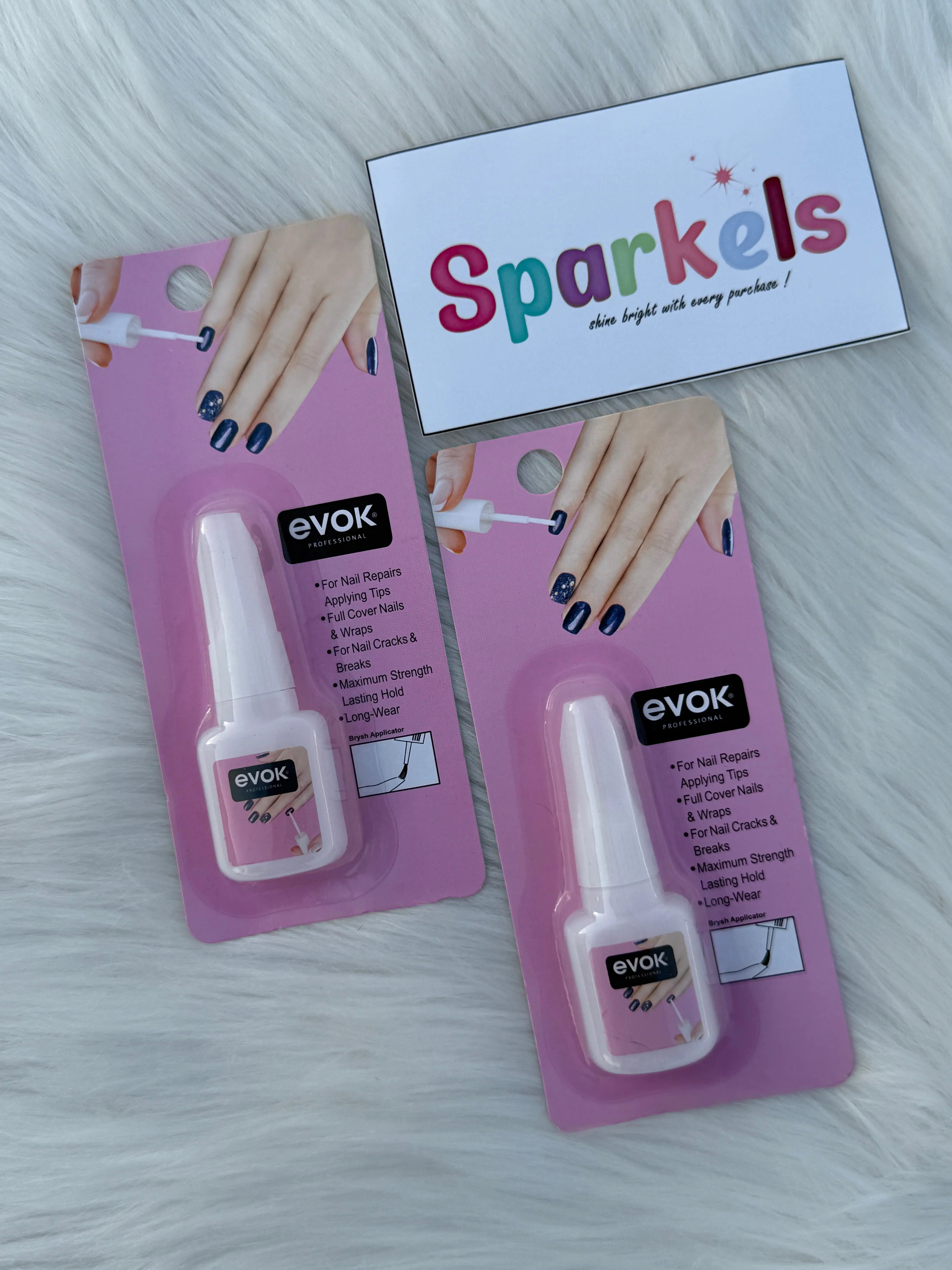 Evok Professional Nail Glue Maximum Strength & Long-Wear Adhesive (Brush Applicator) Sparkels  Sparkels