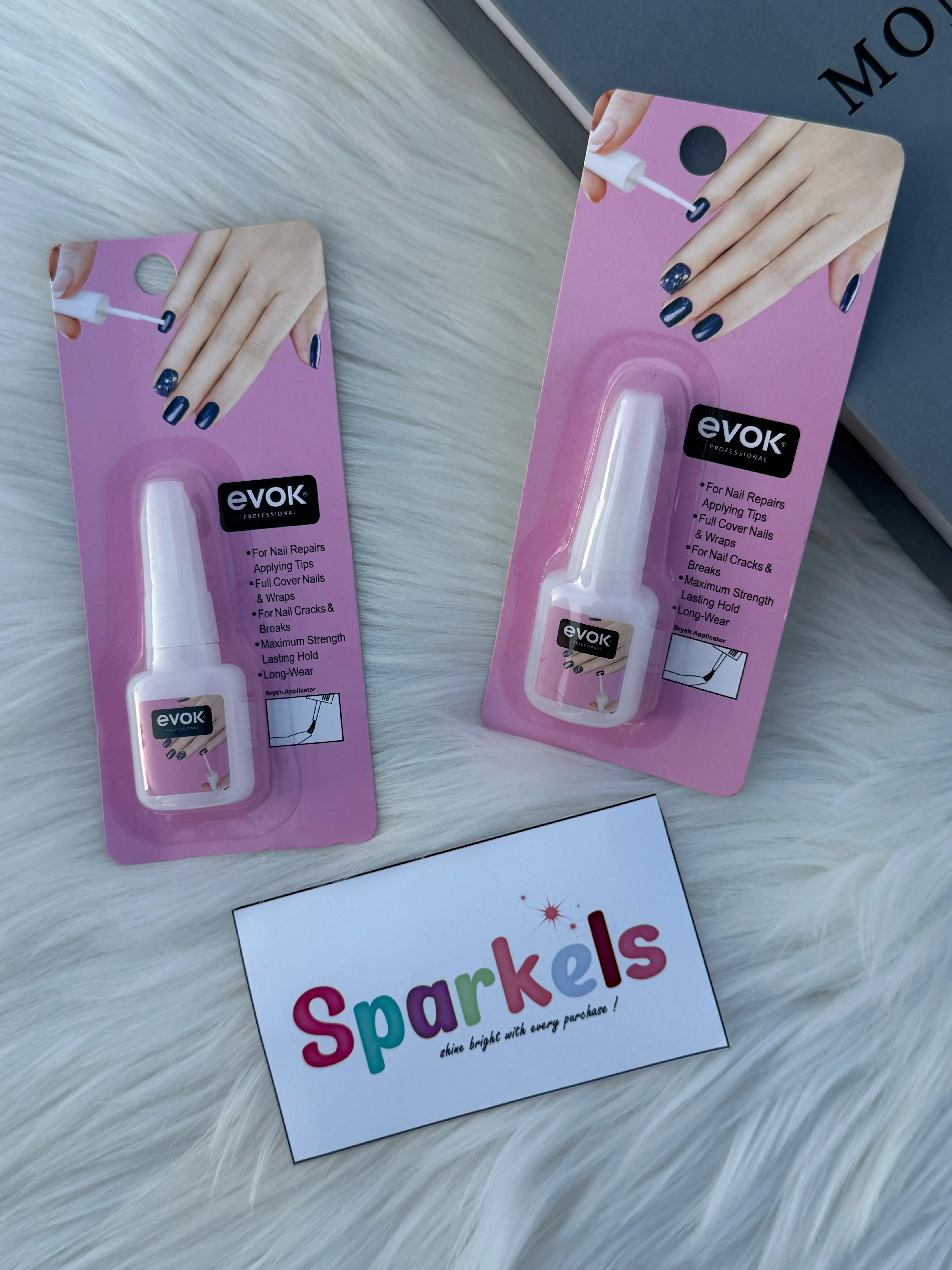 Evok Professional Nail Glue Maximum Strength & Long-Wear Adhesive (Brush Applicator) Sparkels  Sparkels
