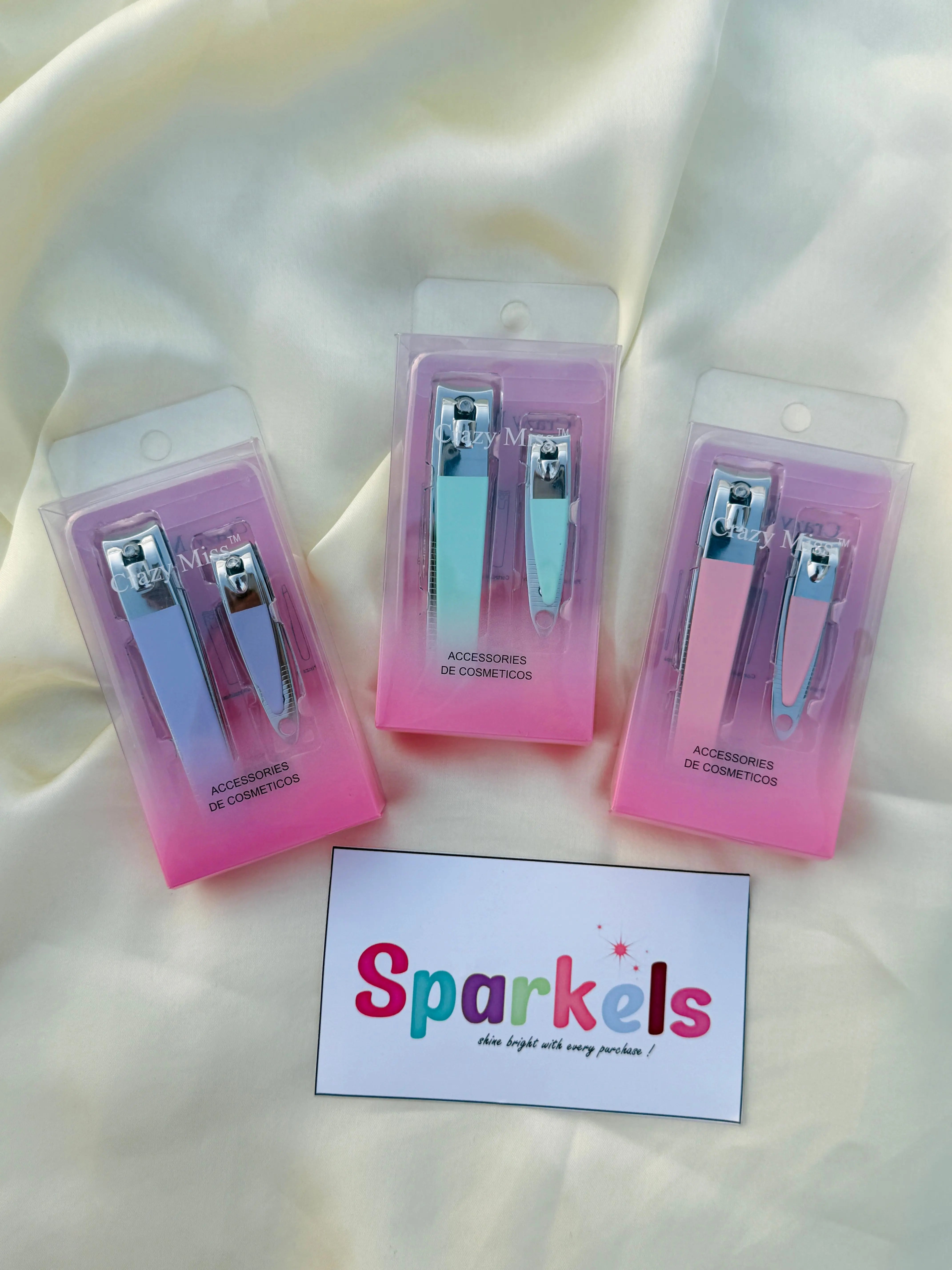 Crazy Miss Nail Clipper Set – Dual Size Stainless Steel Clippers (Pastel Collection) Sparkels   Sparkels