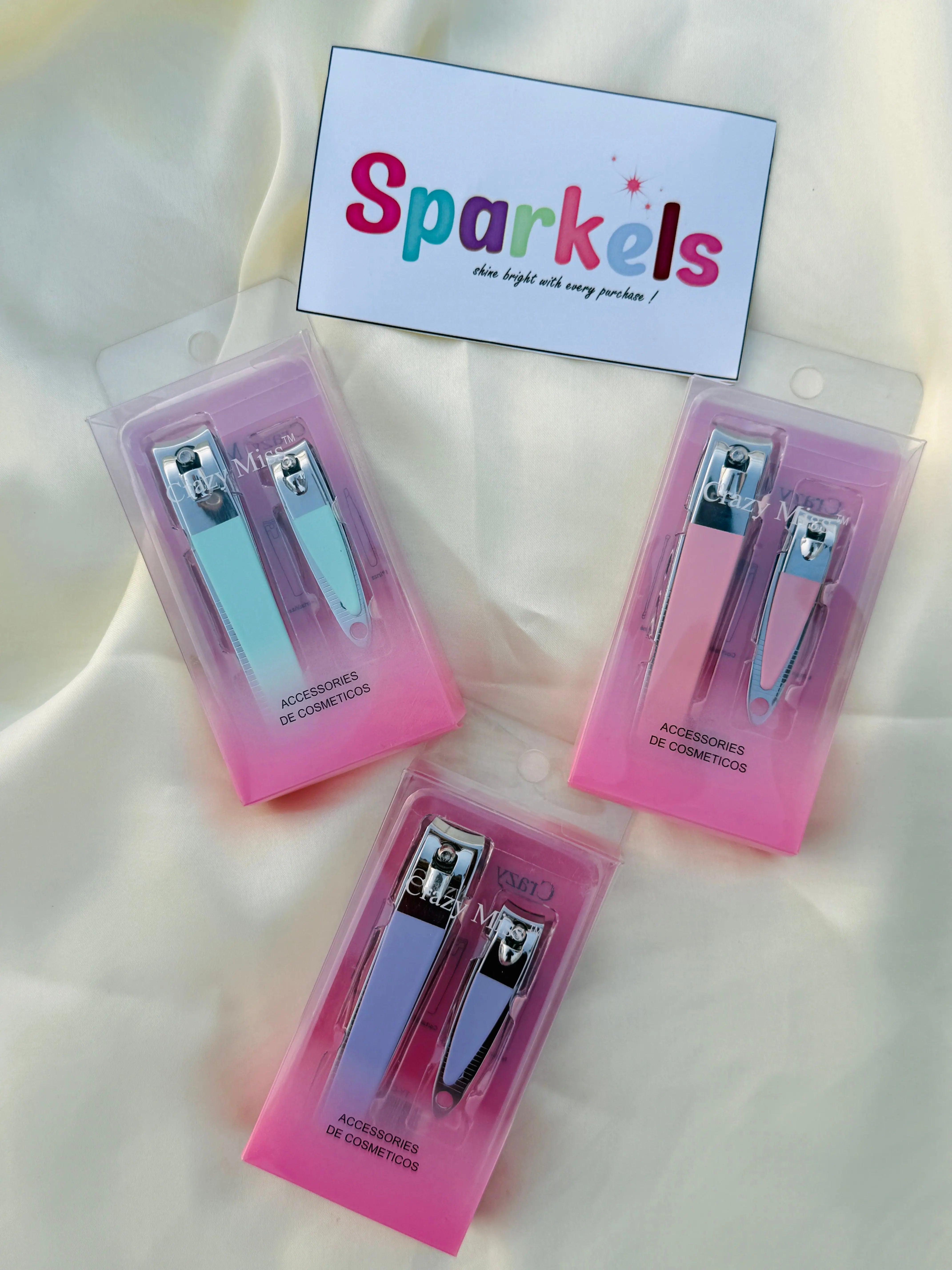 Crazy Miss Nail Clipper Set – Dual Size Stainless Steel Clippers (Pastel Collection) Sparkels   Sparkels