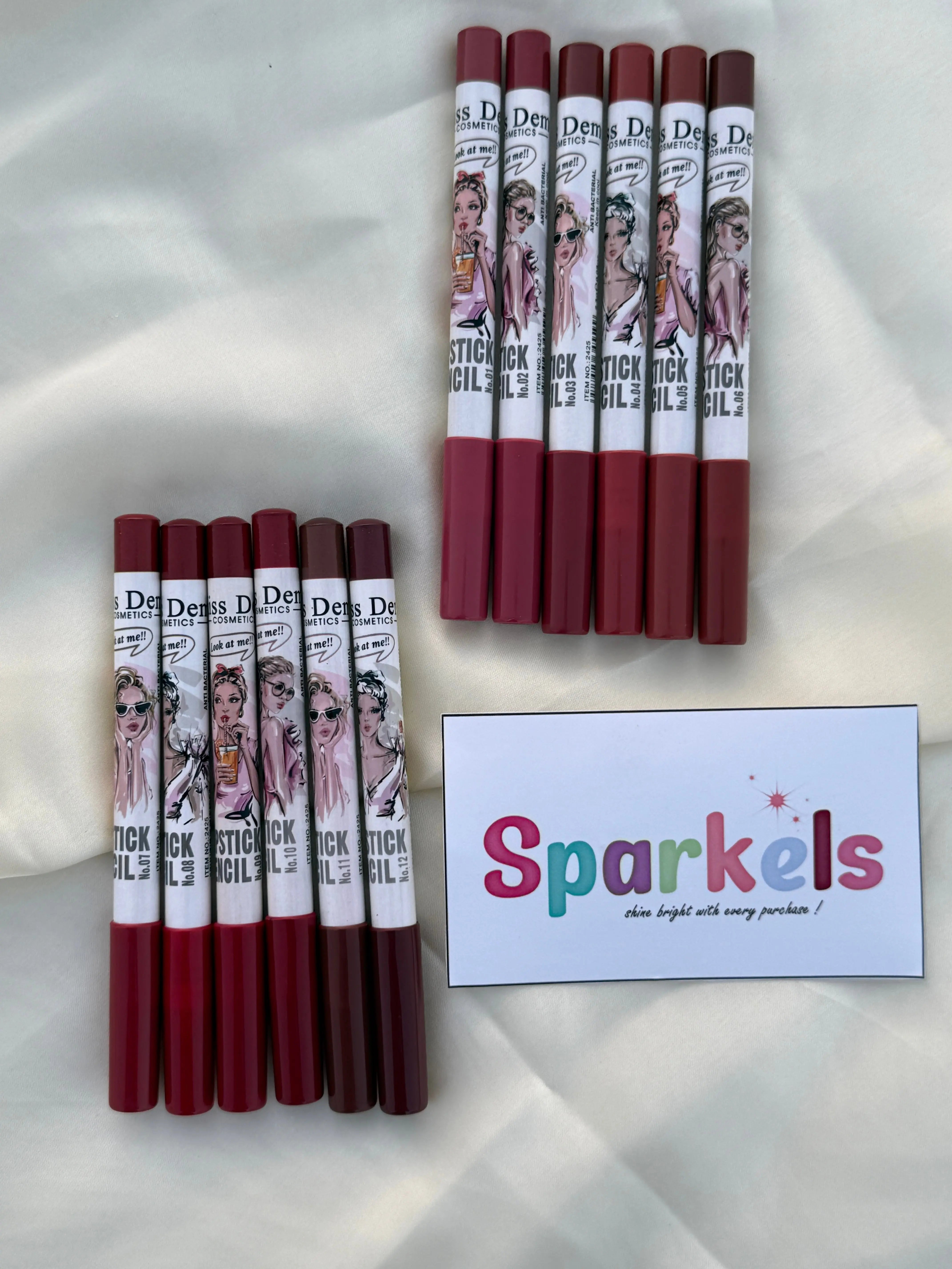 Miss Demi Lipstick Pencil – Long-Lasting Matte Finish (Set of 12 Shades) Sparkels  Sparkels