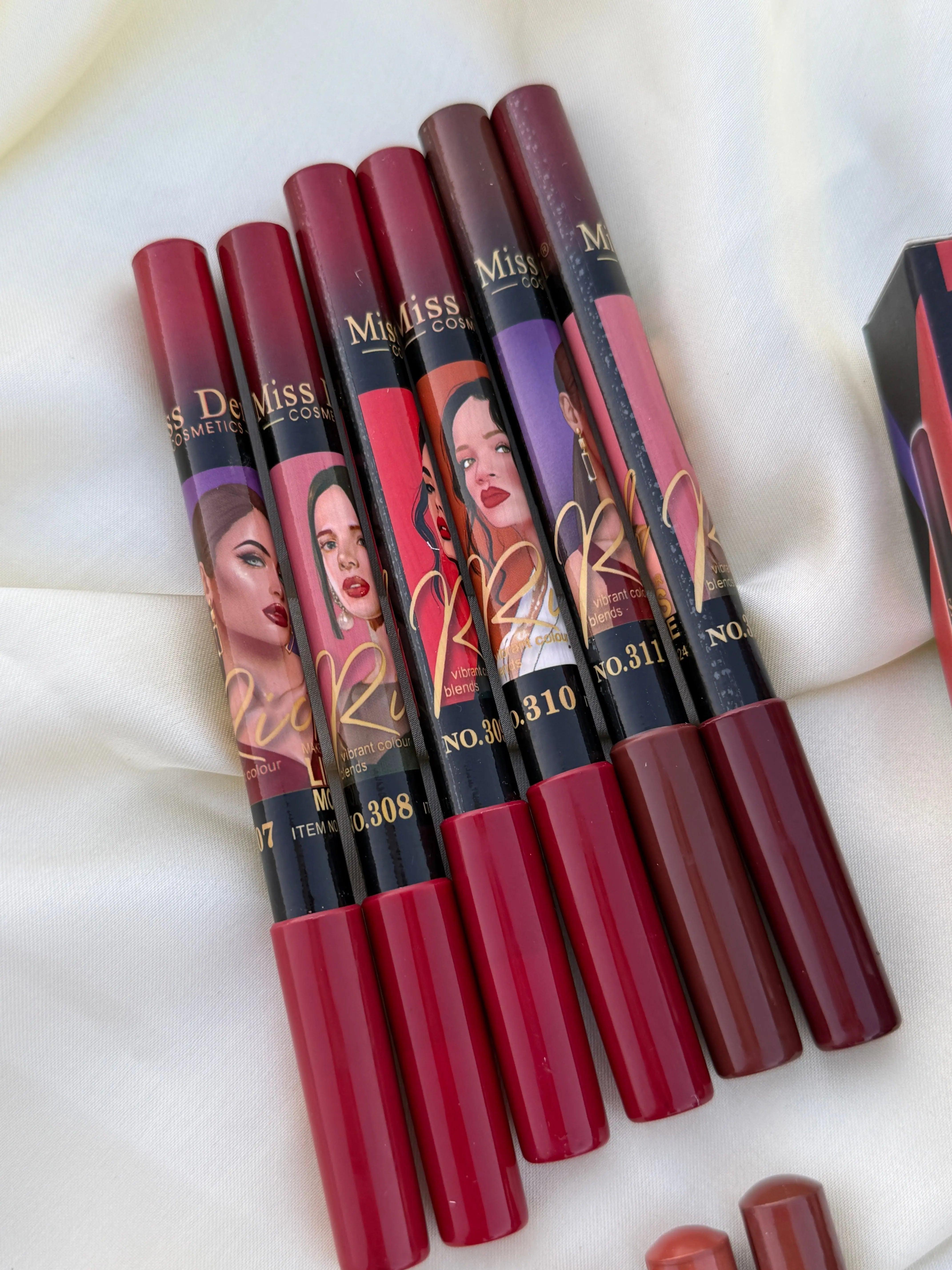 Miss Demi “Rich” Lipstick Pencil Set – Vibrant Matte Shades (Set of 12) Sparkels  Sparkels