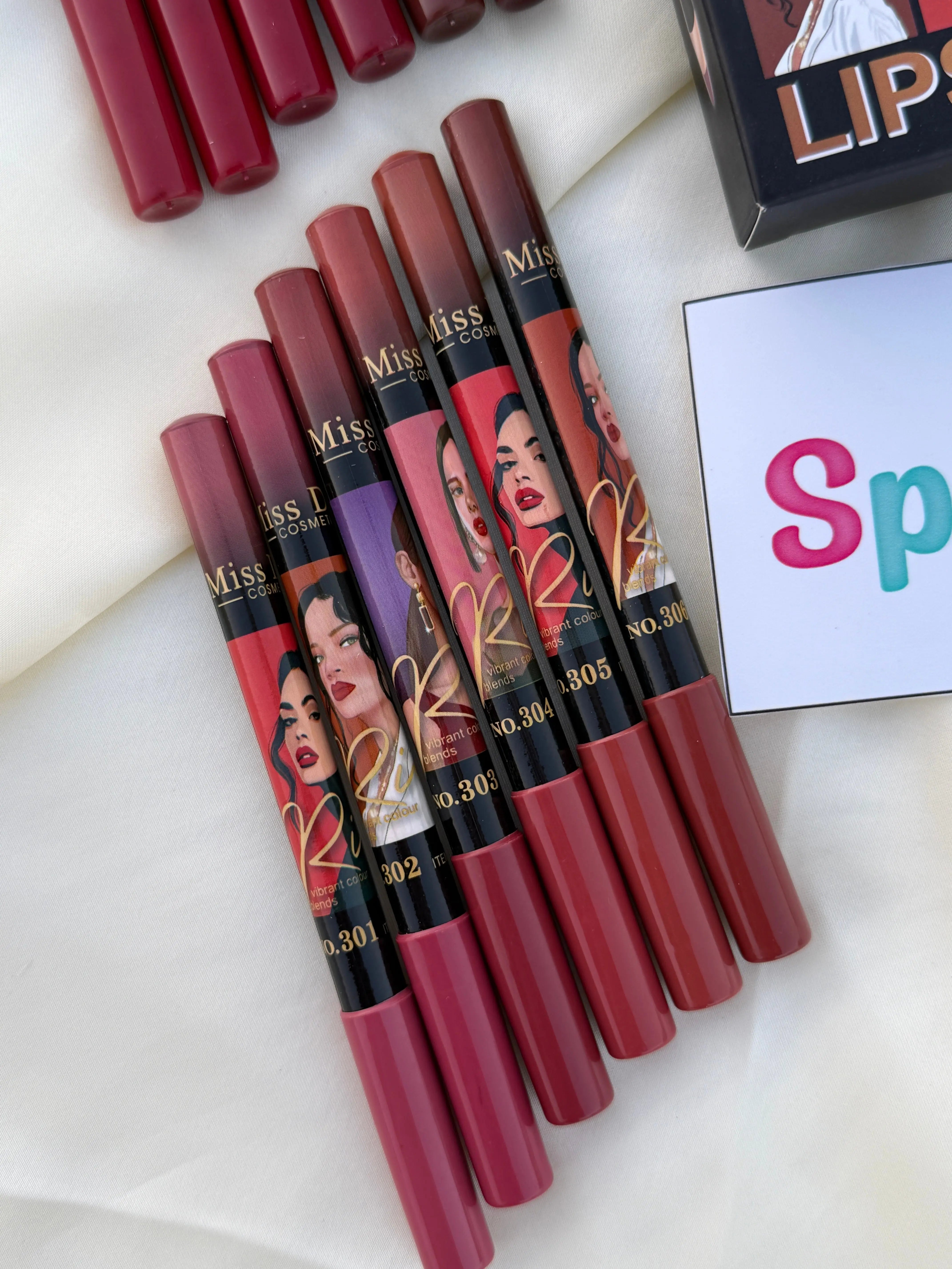 Miss Demi “Rich” Lipstick Pencil Set – Vibrant Matte Shades (Set of 12) Sparkels  Sparkels