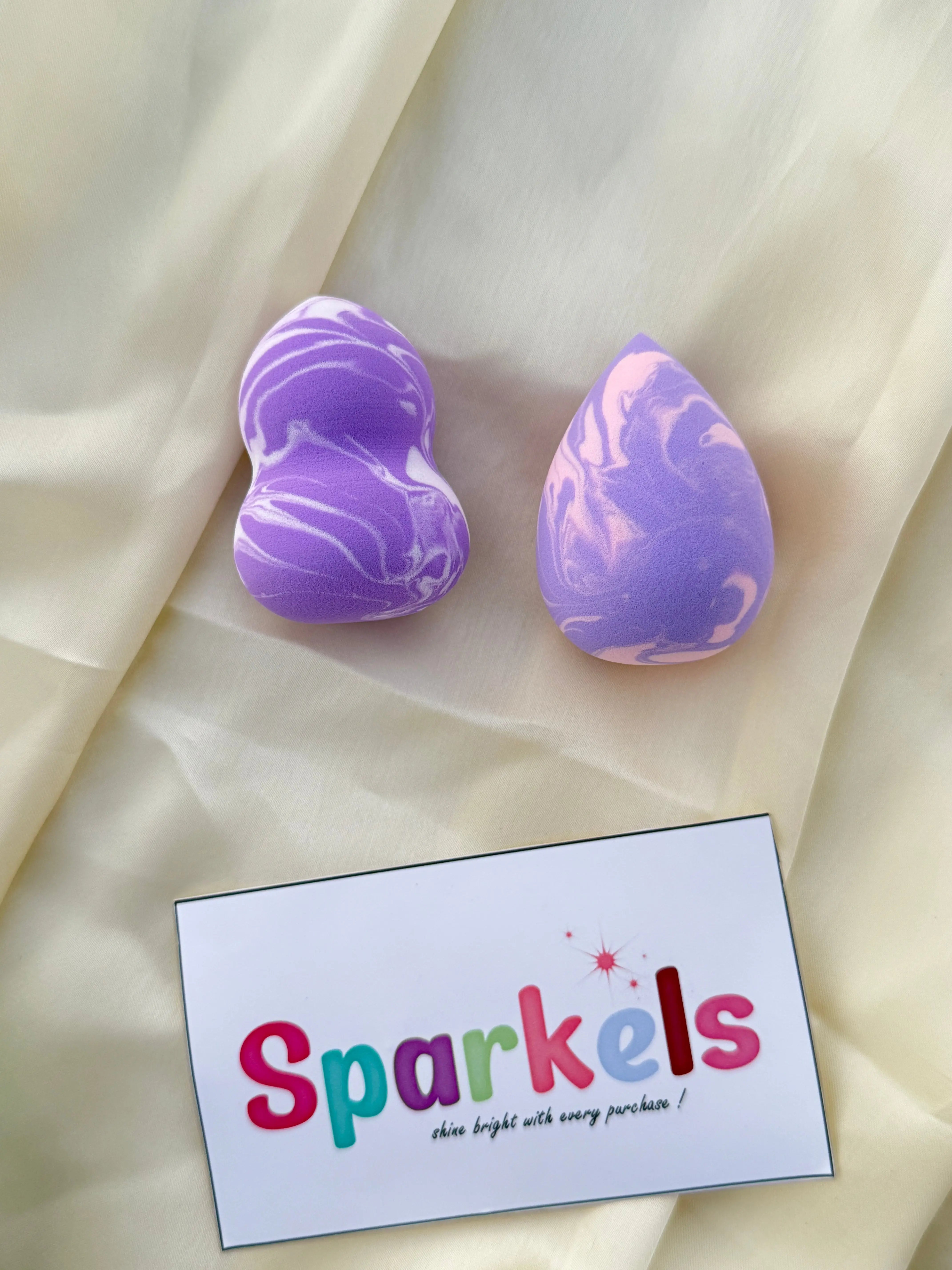 BASTET Marble Beauty Sponge Set – 2-Piece Makeup Blenders (Assorted Colors) Sparkels  Sparkels