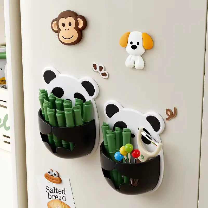 Cute Panda Wall-Mounted Storage Organizer Self-Adhesive Multi-Purpose Hanging Storage Pocket