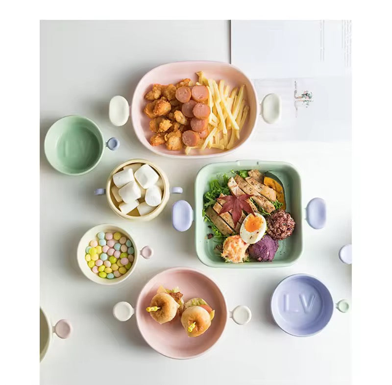 Pastel Ceramic Baking Dish with Handles Cute Oven-to-Table Serving & Casserole Tray