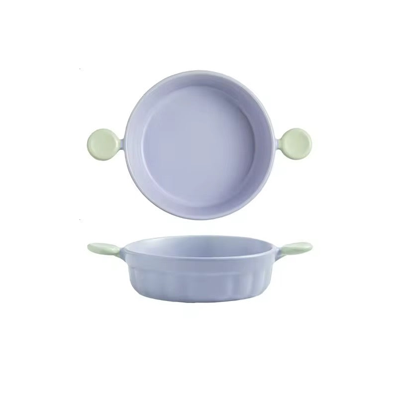Pastel Ceramic Baking Dish with Handles Cute Oven-to-Table Serving & Casserole Tray