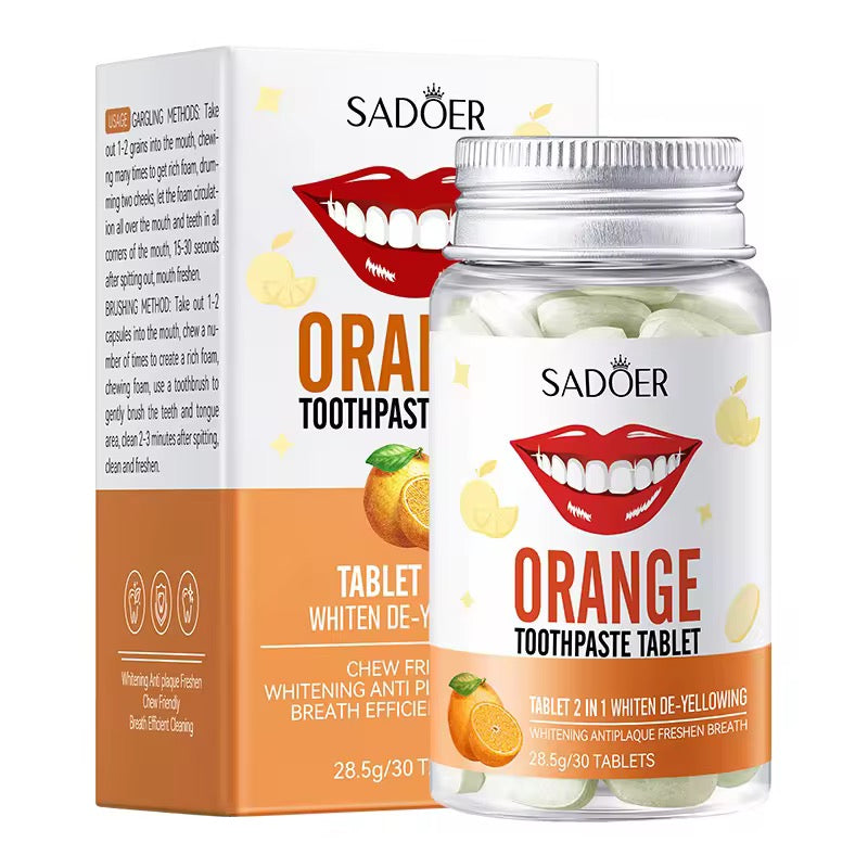 SADOER Toothpaste Tablets Portable Whitening & Fresh Breath Chewable Toothpaste Tablets (30 Tablets)
