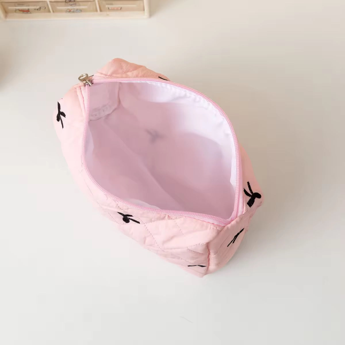 Quilted Pink 4 Piece Travel & Cosmetic Bag