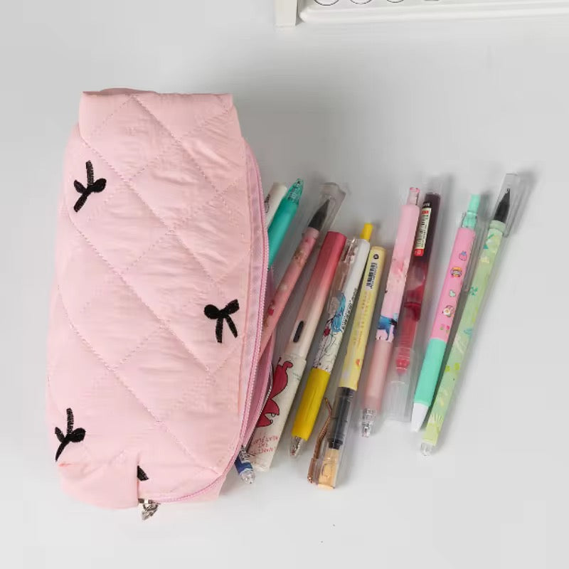 Quilted Pink 4 Piece Travel & Cosmetic Bag