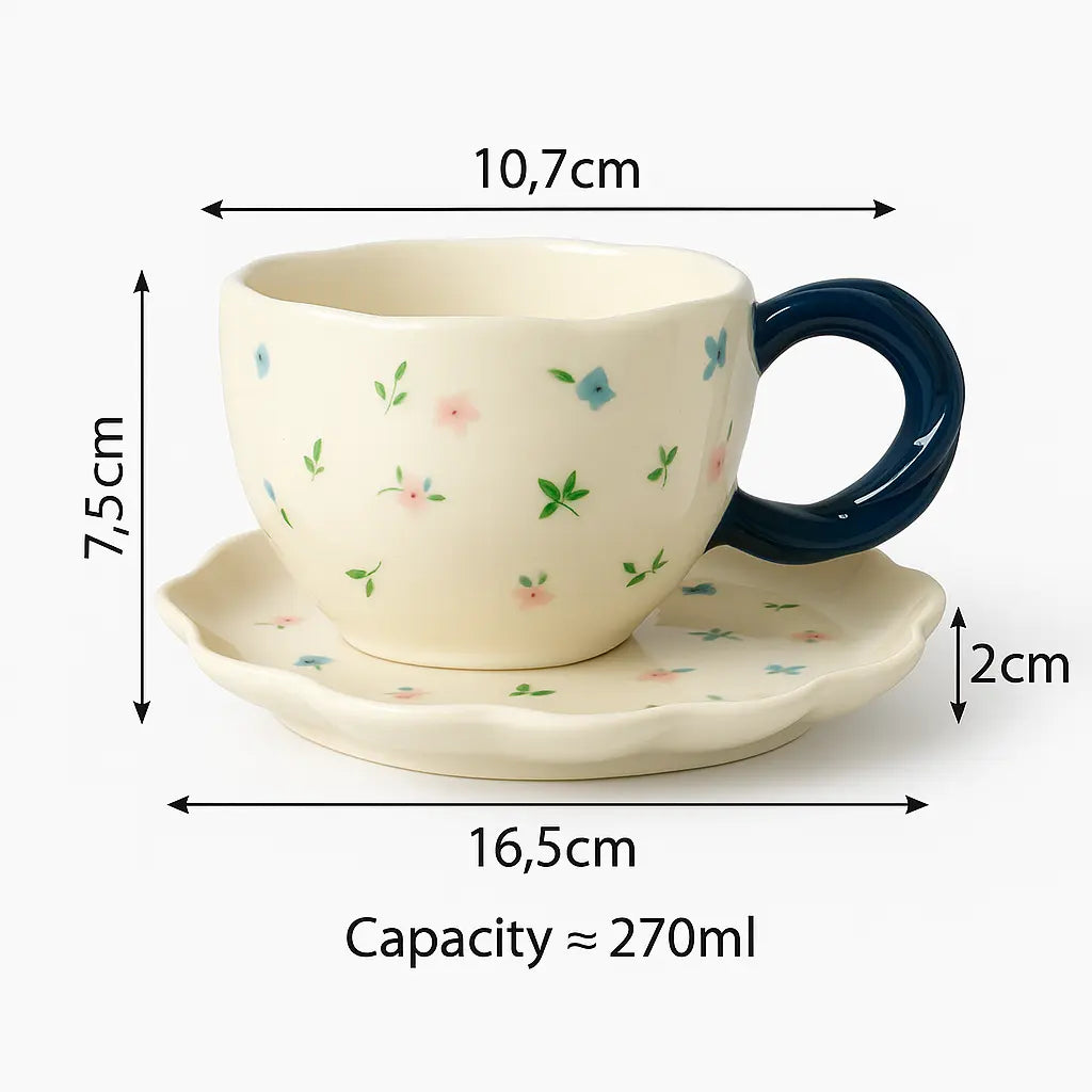 Patterned Ceramic Cup & Scalloped Saucer Set Sparkels 3099.00 Sparkels