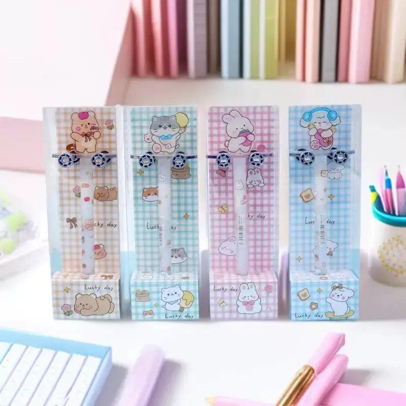 Cute Animal Spinner Gel Pen 0.5mm Black Ink Kawaii Fidget Pen