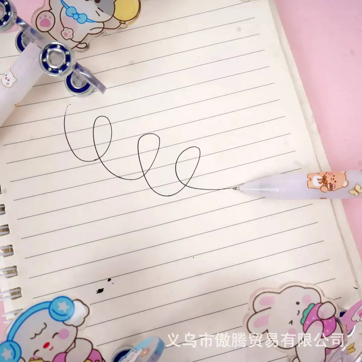 Cute Panda Spinner Gel Pen 0.5mm Black Ink Kawaii Fidget Writing Pen