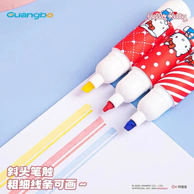 3 Color Fluorescent Highlighter Marker Set Cute Chisel Tip Study Highlighters