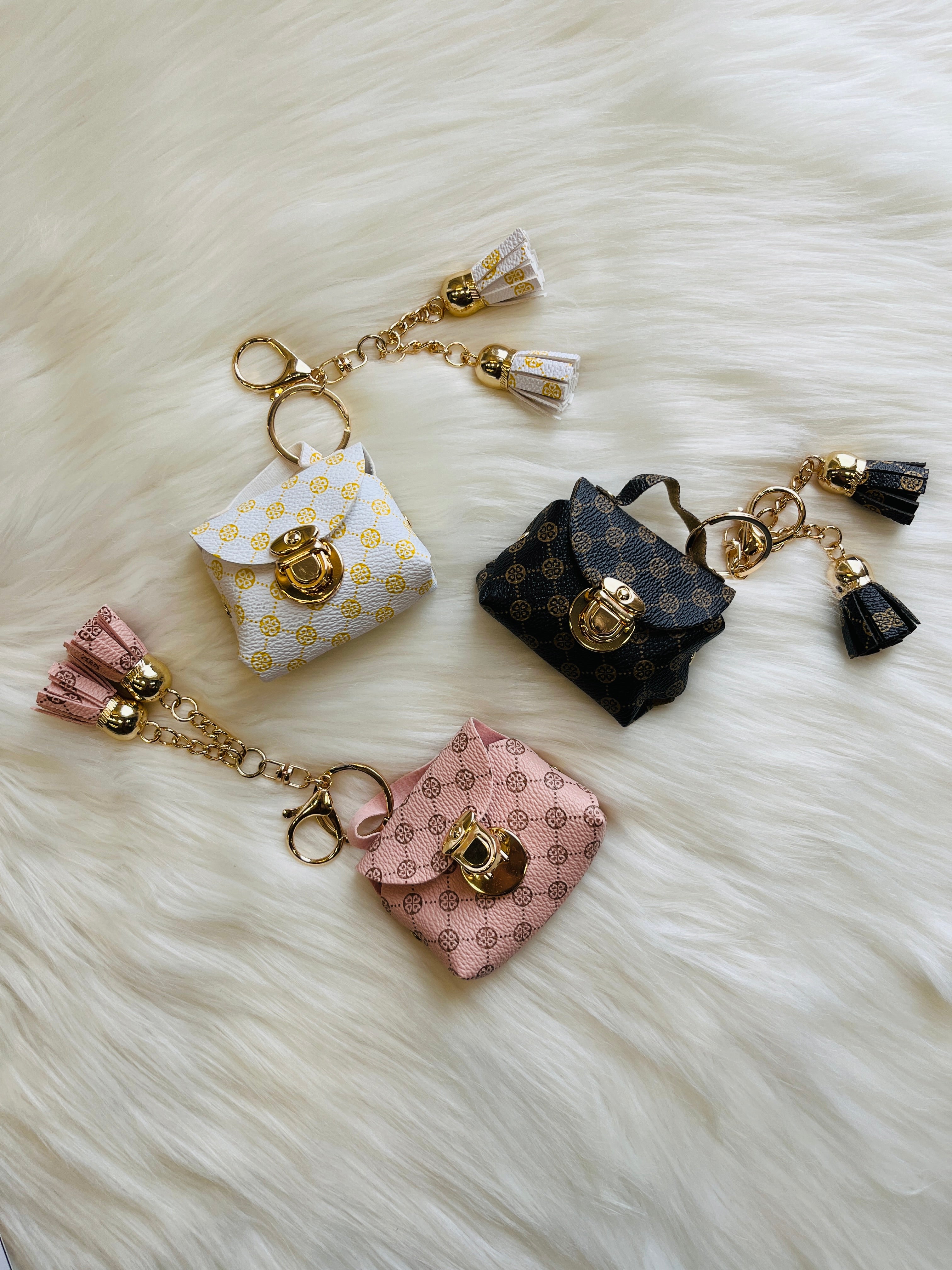Mini Handbag Keychain with Tassel Charm