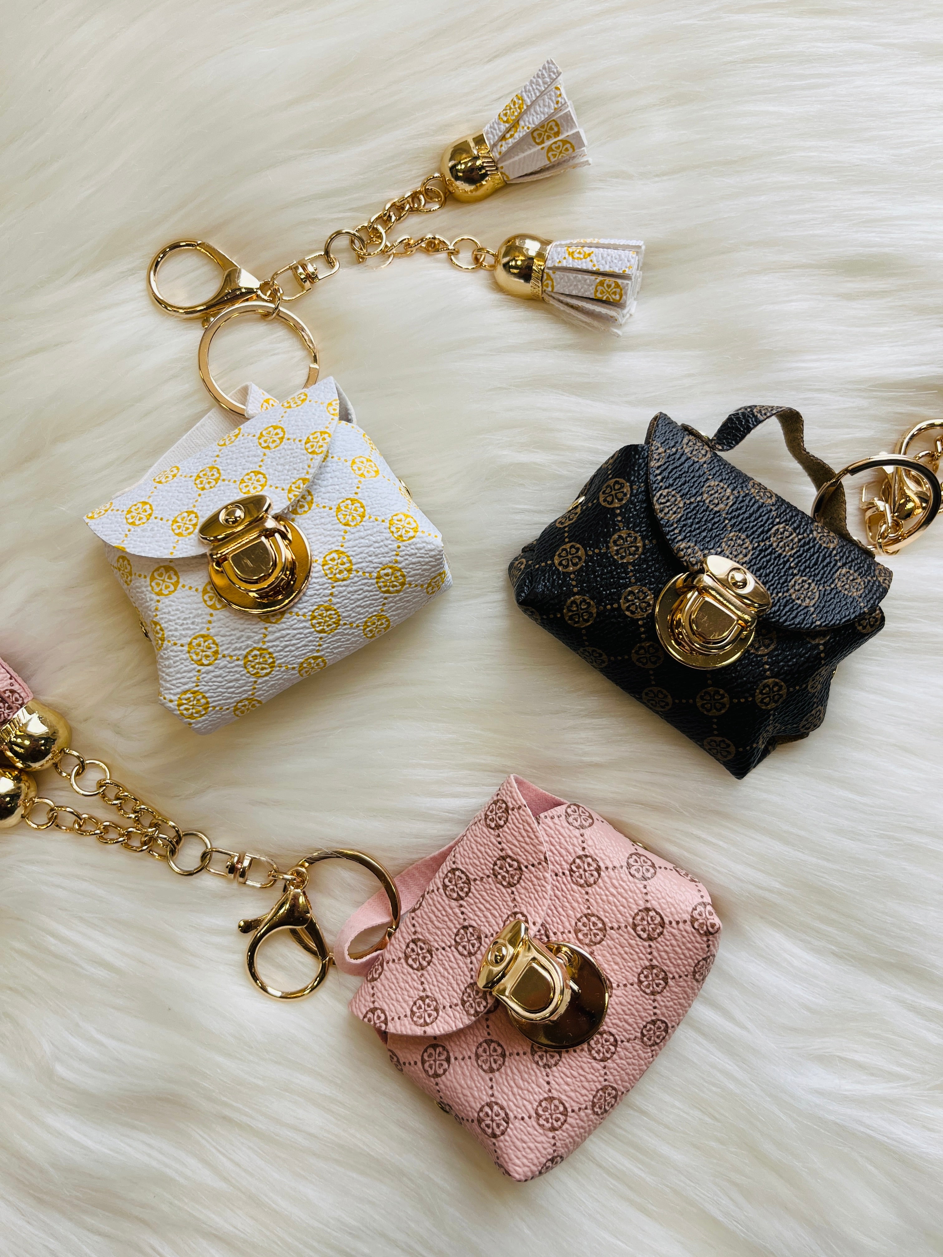 Mini Handbag Keychain with Tassel Charm