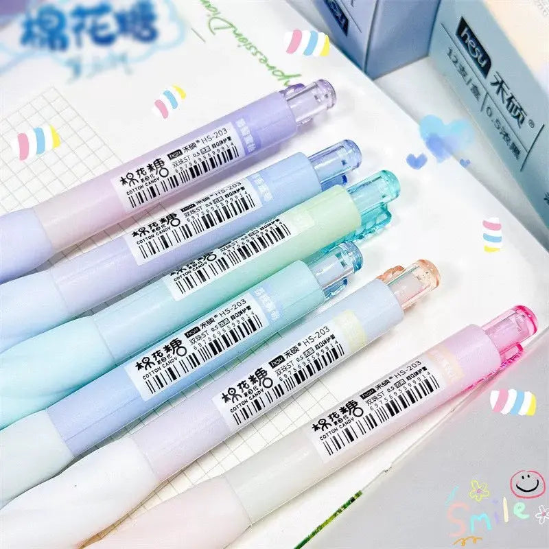 Cotton Candy Gel Pen Set Twisted Pastel Aesthetic 0.5mm Black Ink Pens for School & Journaling Sparkels  Sparkels