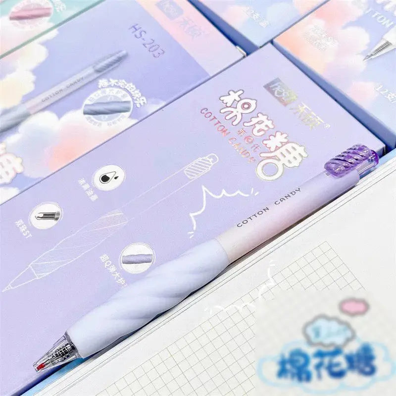 Cotton Candy Gel Pen Set Twisted Pastel Aesthetic 0.5mm Black Ink Pens for School & Journaling Sparkels  Sparkels