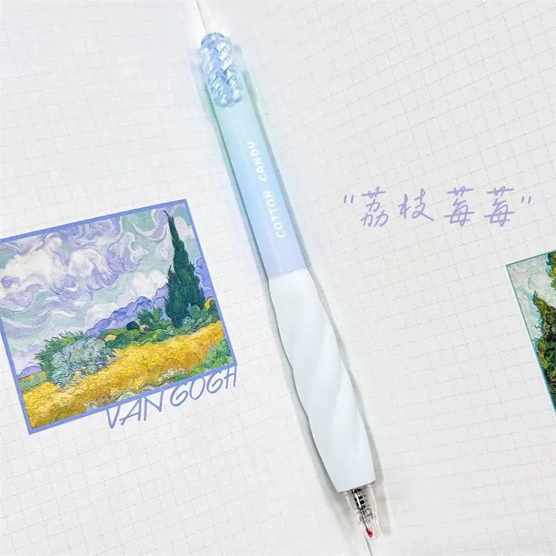 Cotton Candy Gel Pen Set Twisted Pastel Aesthetic 0.5mm Black Ink Pens for School & Journaling Sparkels  Sparkels