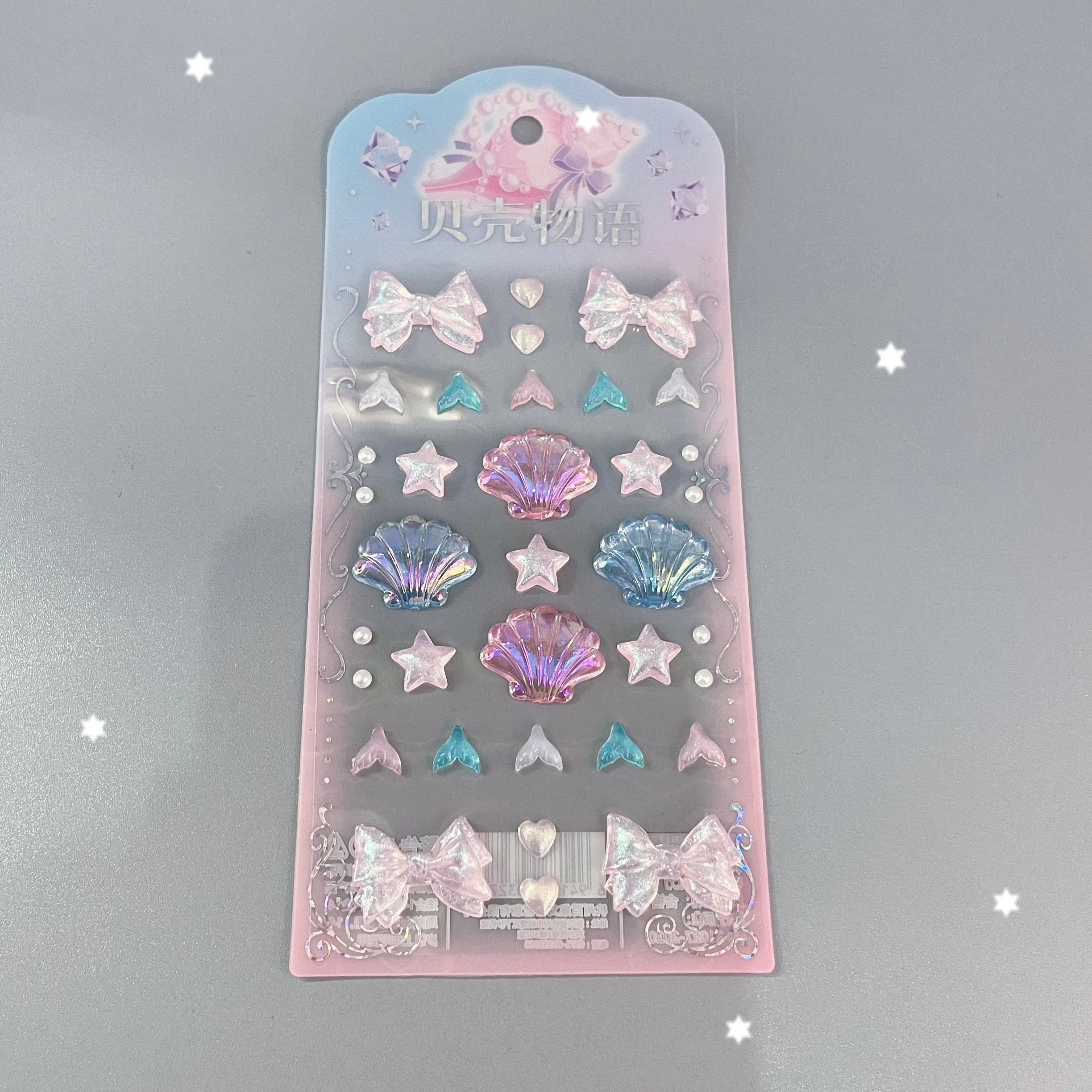 Mermaid Seashell 3D Rhinestone Sticker Sheet Kawaii DIY Phone Case & Craft Decoration