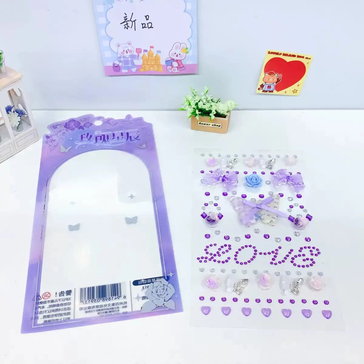Luxury 3D Butterfly & Rose Rhinestone Phone Case Sticker DIY Kawaii Phone Decoration Kit