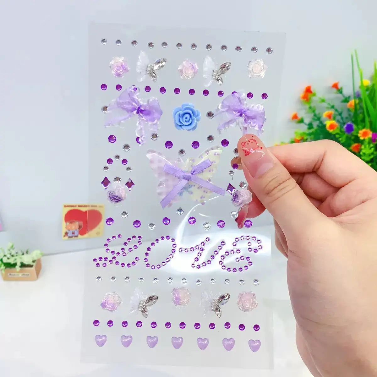 Luxury 3D Butterfly & Rose Rhinestone Phone Case Sticker DIY Kawaii Phone Decoration Kit