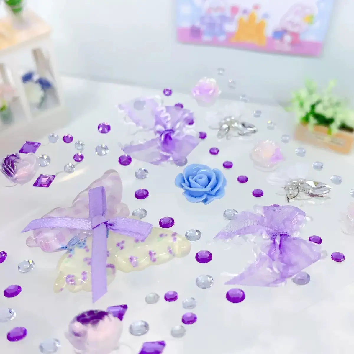Luxury 3D Butterfly & Rose Rhinestone Phone Case Sticker DIY Kawaii Phone Decoration Kit