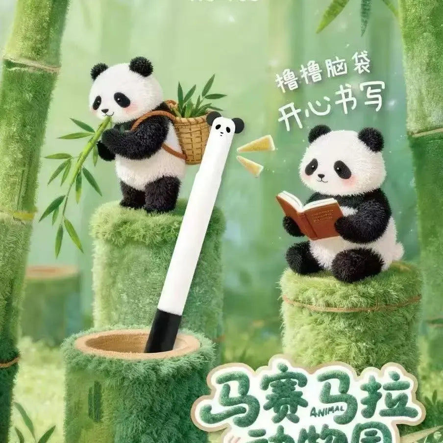 Cute Plush Animal Gel Pen 0.5mm Soft Fuzzy Kawaii Black Ink Pen