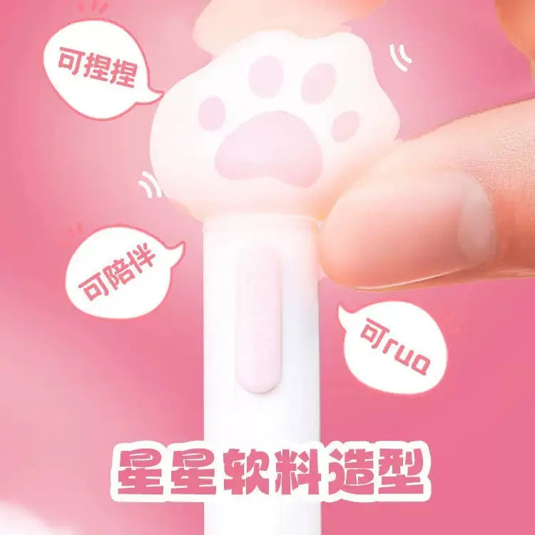 Cute Cat Paw Light-Up Gel Pen Set 0.5mm Kawaii Black Ink Pens