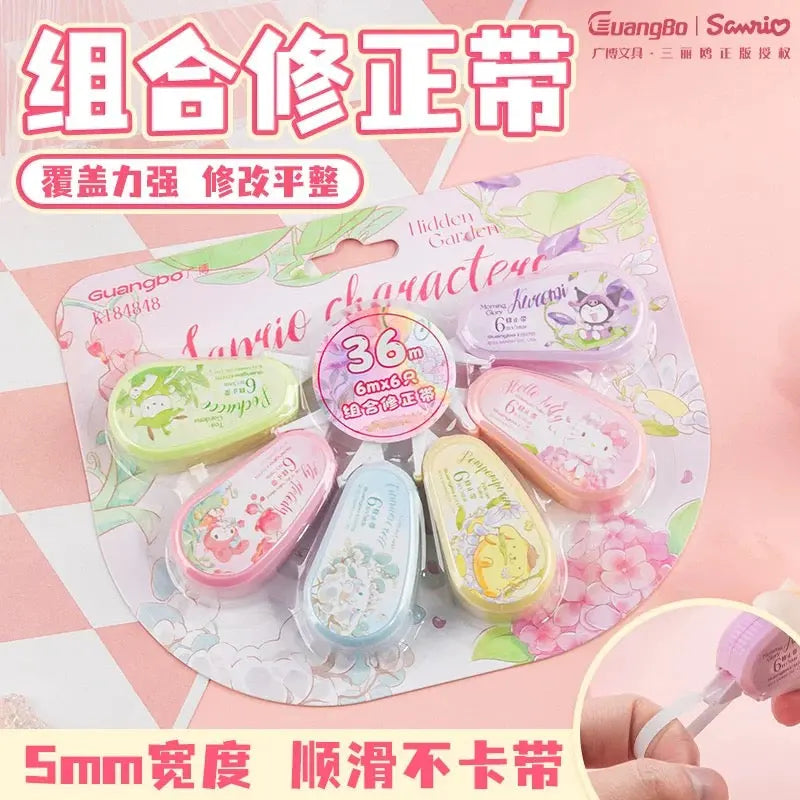 Correction Tape Set 6 PCS Kawaii Correction Rollers (36m Total)